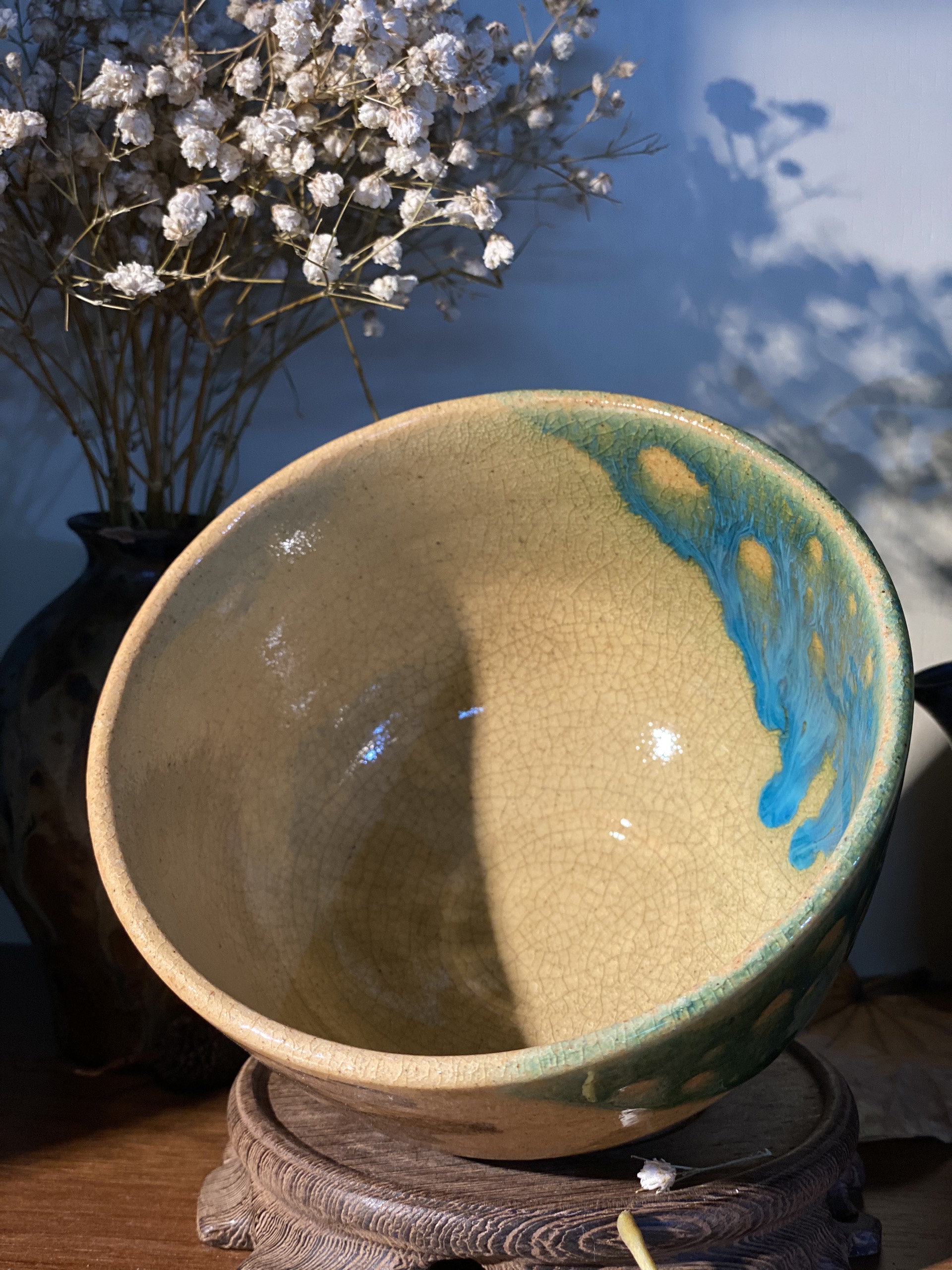 Chawan - Bát đánh matcha men rạn (triện nghệ nhân khắc chìm)