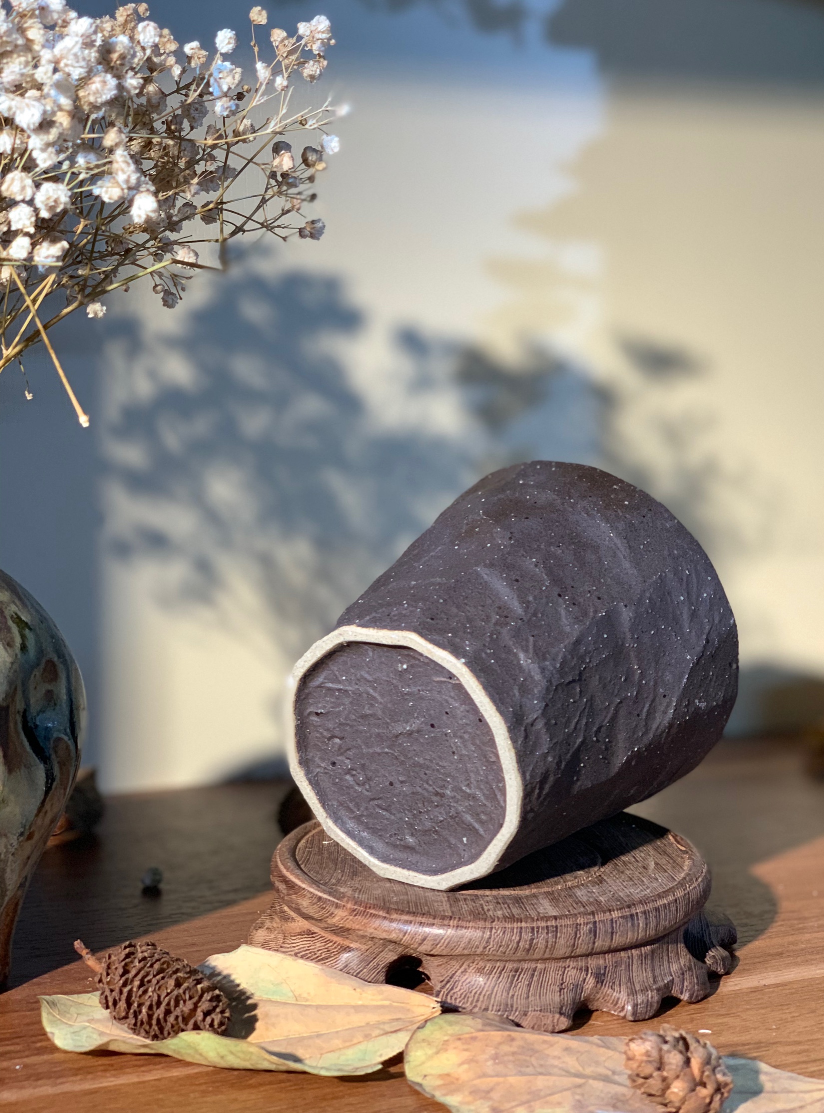 Cốc mộc cốt dày nâu thuần