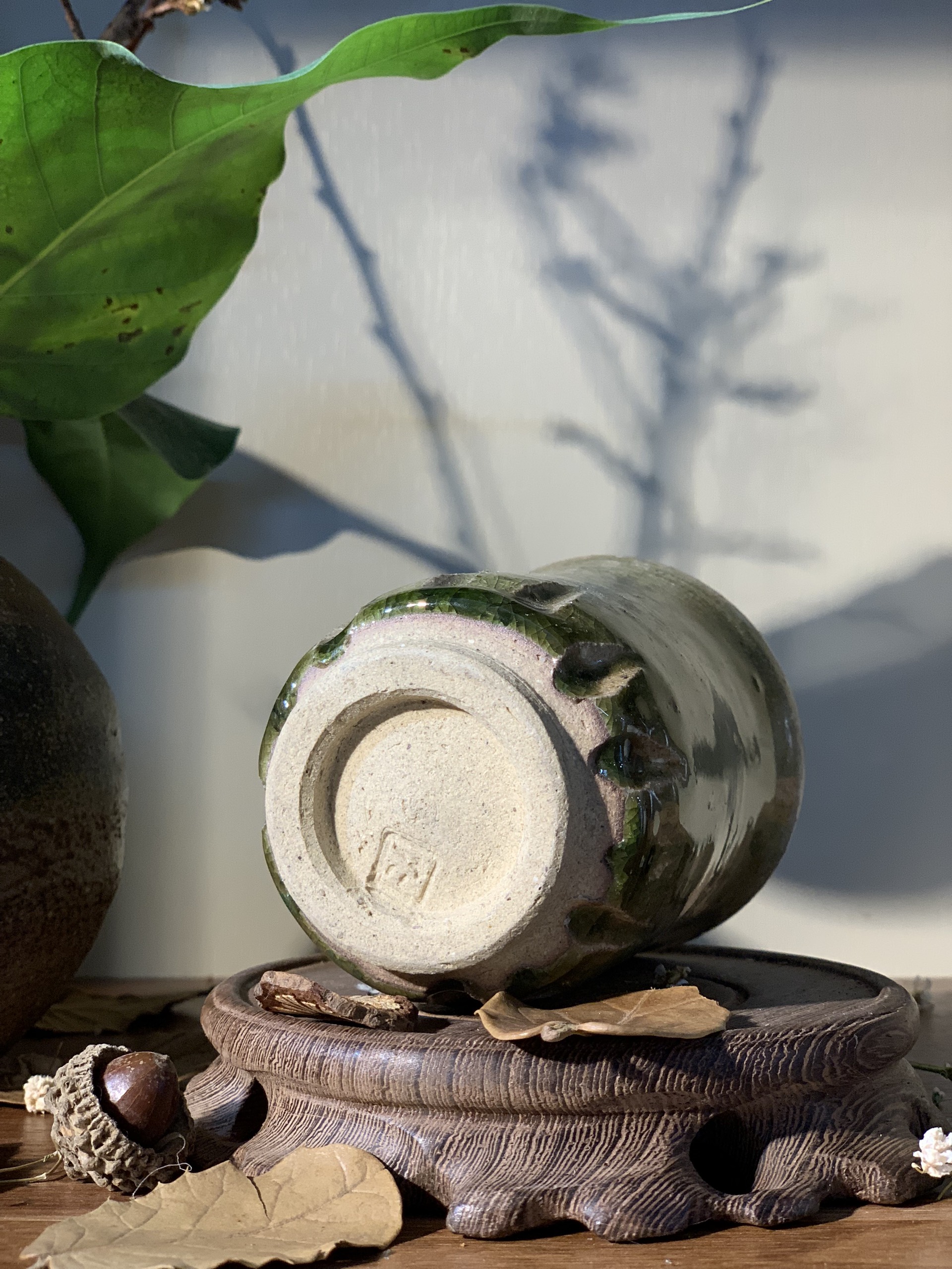 Cốc mộc men chảy rêu