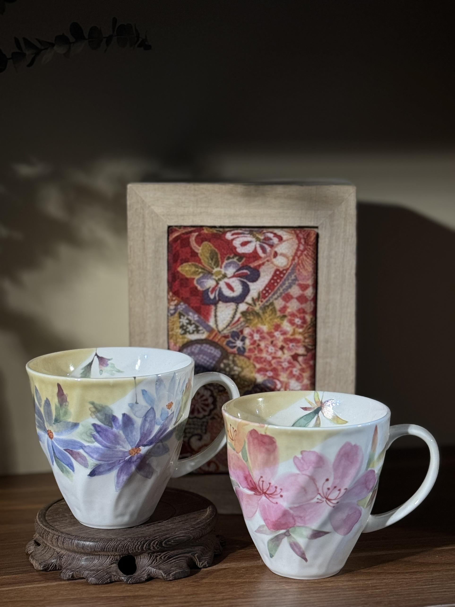 Set cốc sứ Nhật Bản nội địa Kiyohara vẽ hoa