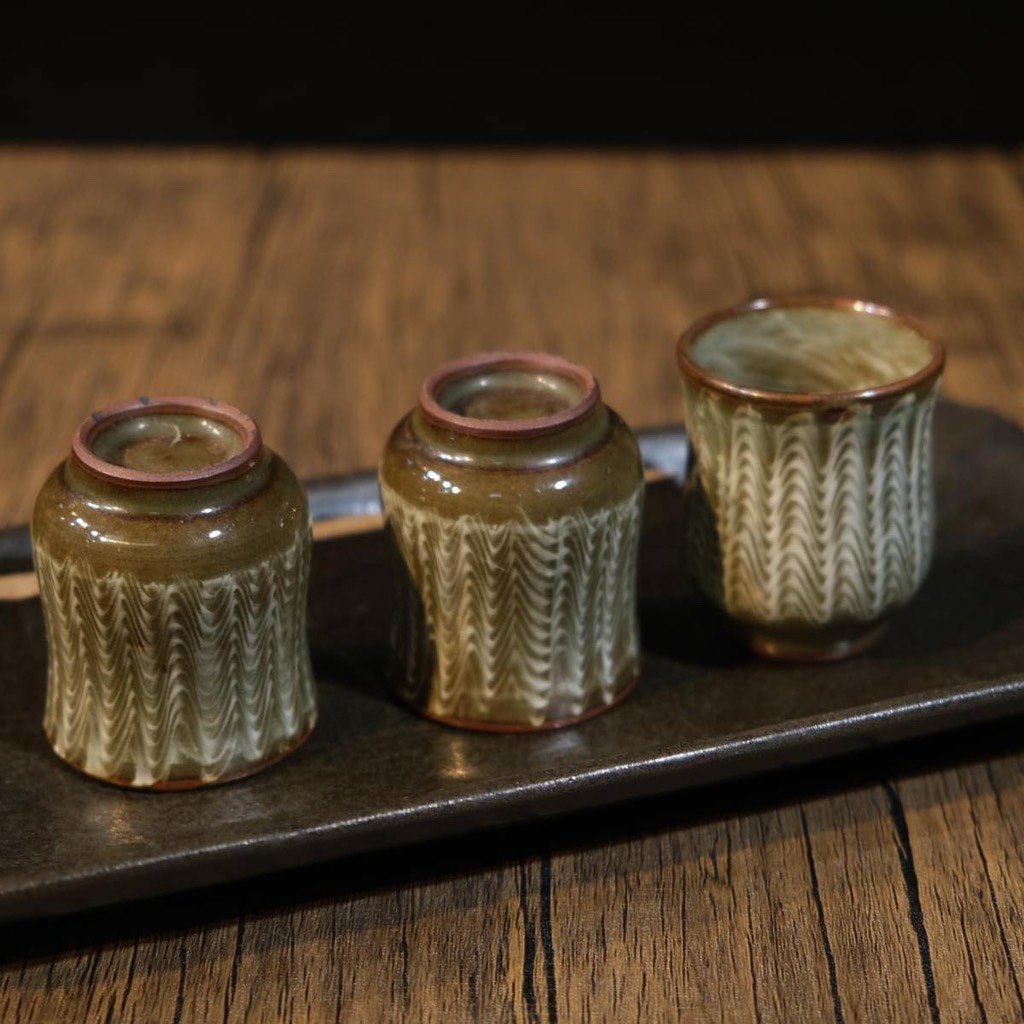 Set 3 chén trà mộc rêu Mashiko
