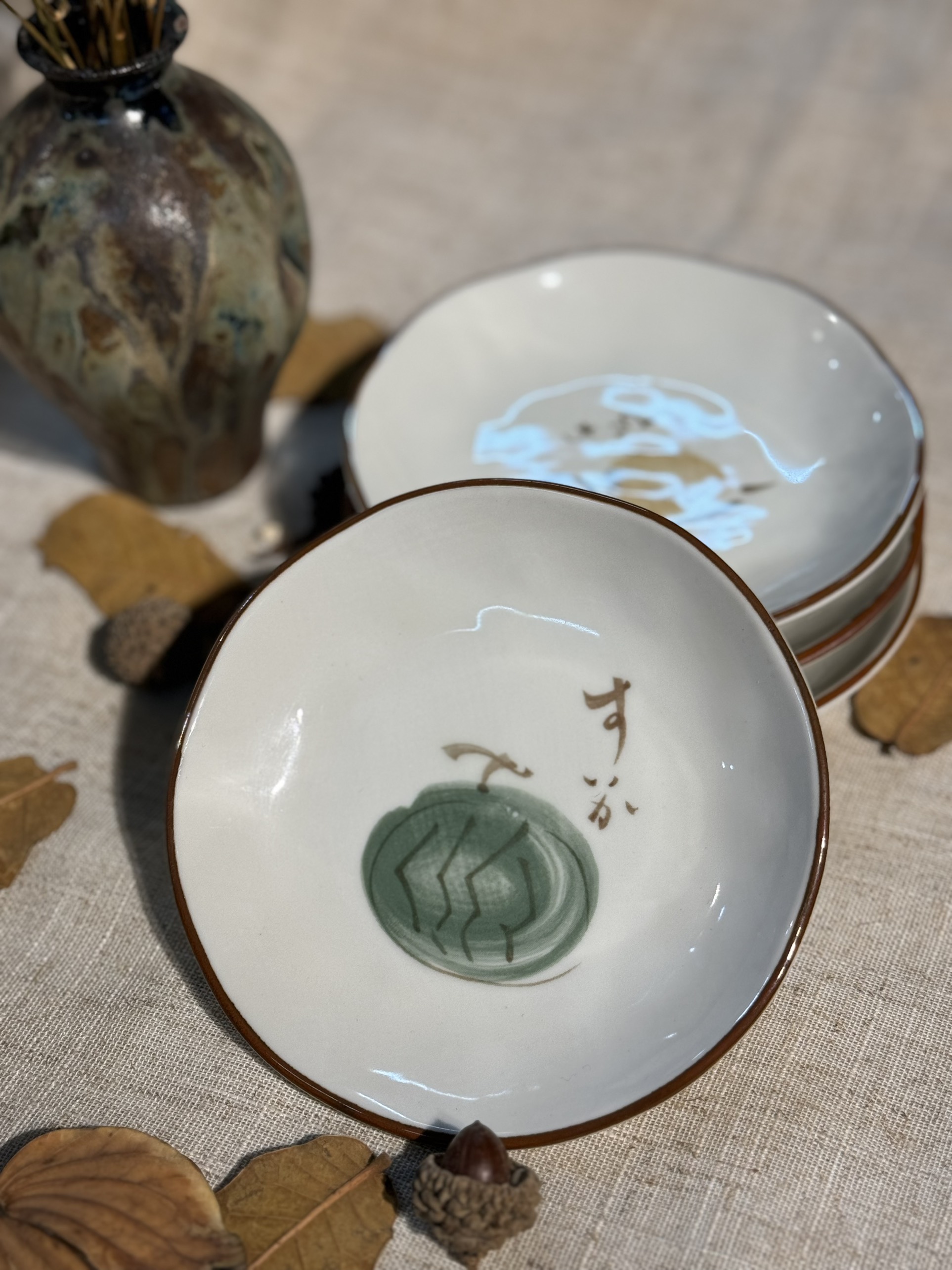 Đĩa chấm họa tiết hoa quả các loại