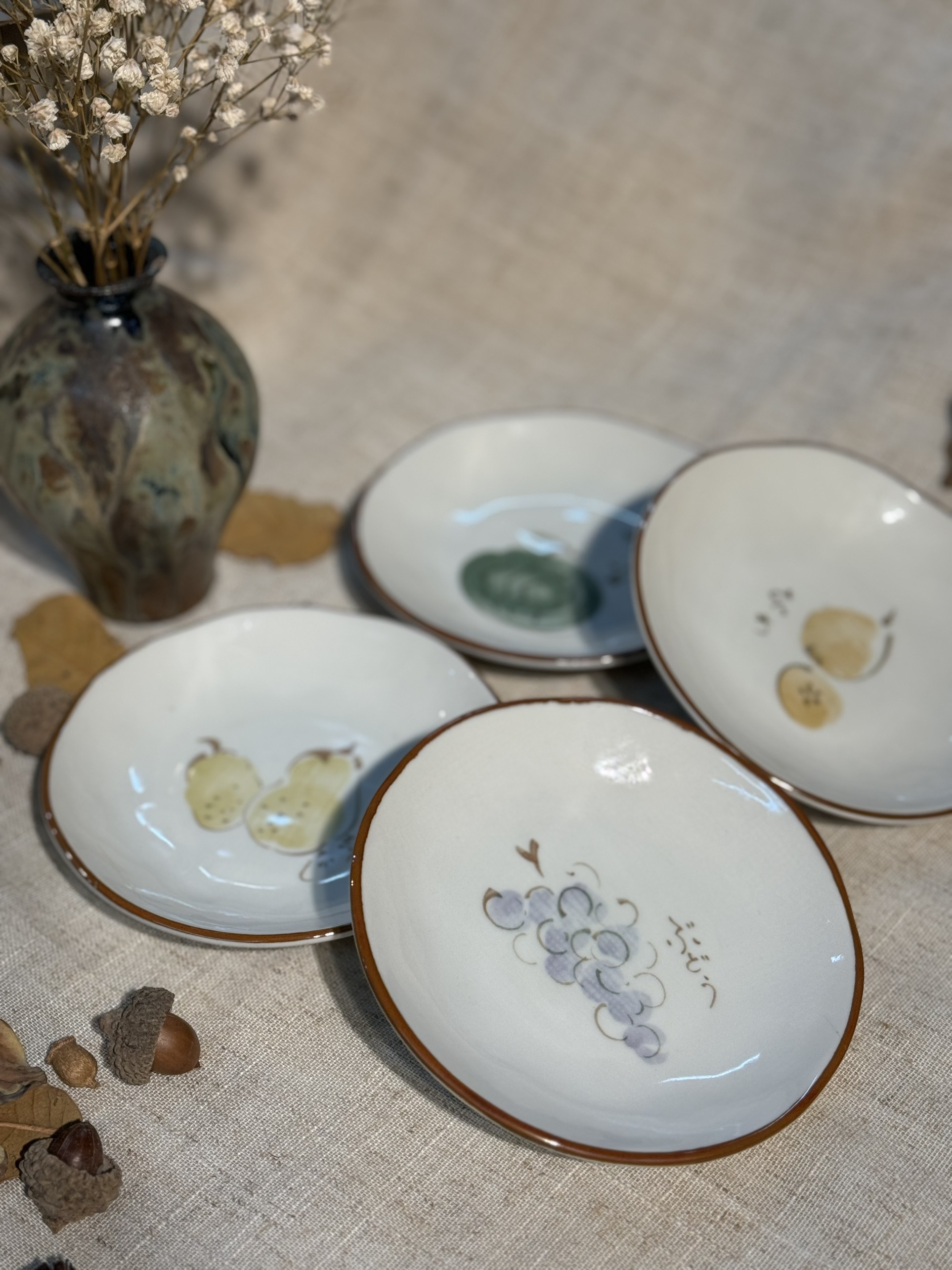 Đĩa chấm họa tiết hoa quả các loại