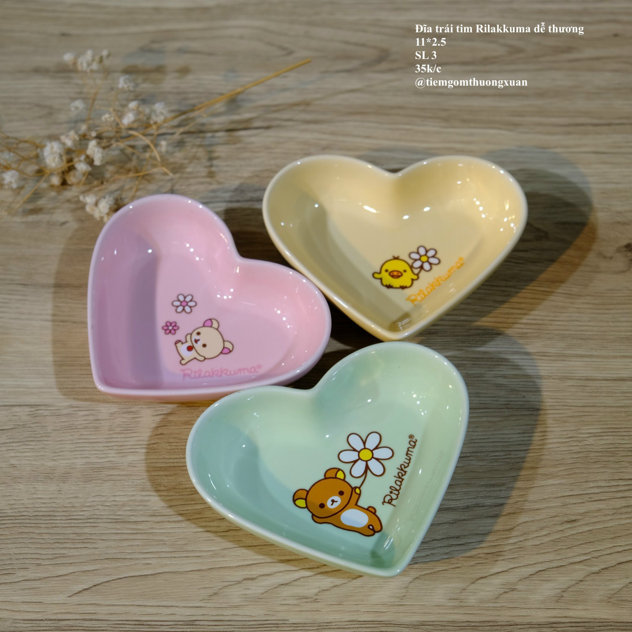 Đĩa trái tim Rilakkuma dễ thương