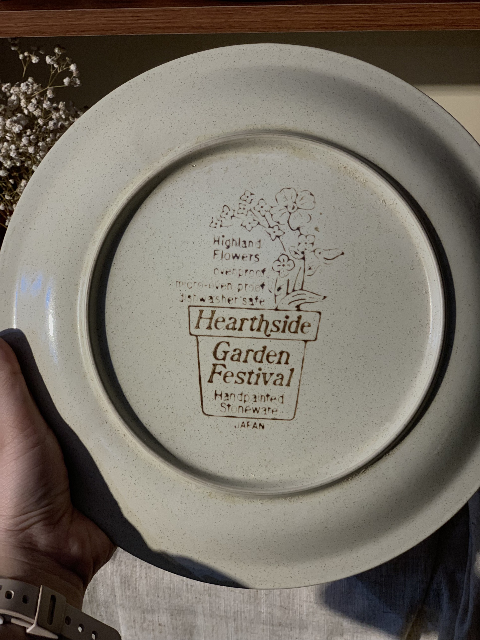 Đĩa vintage viền vàng hoa Hearthside garrden festival