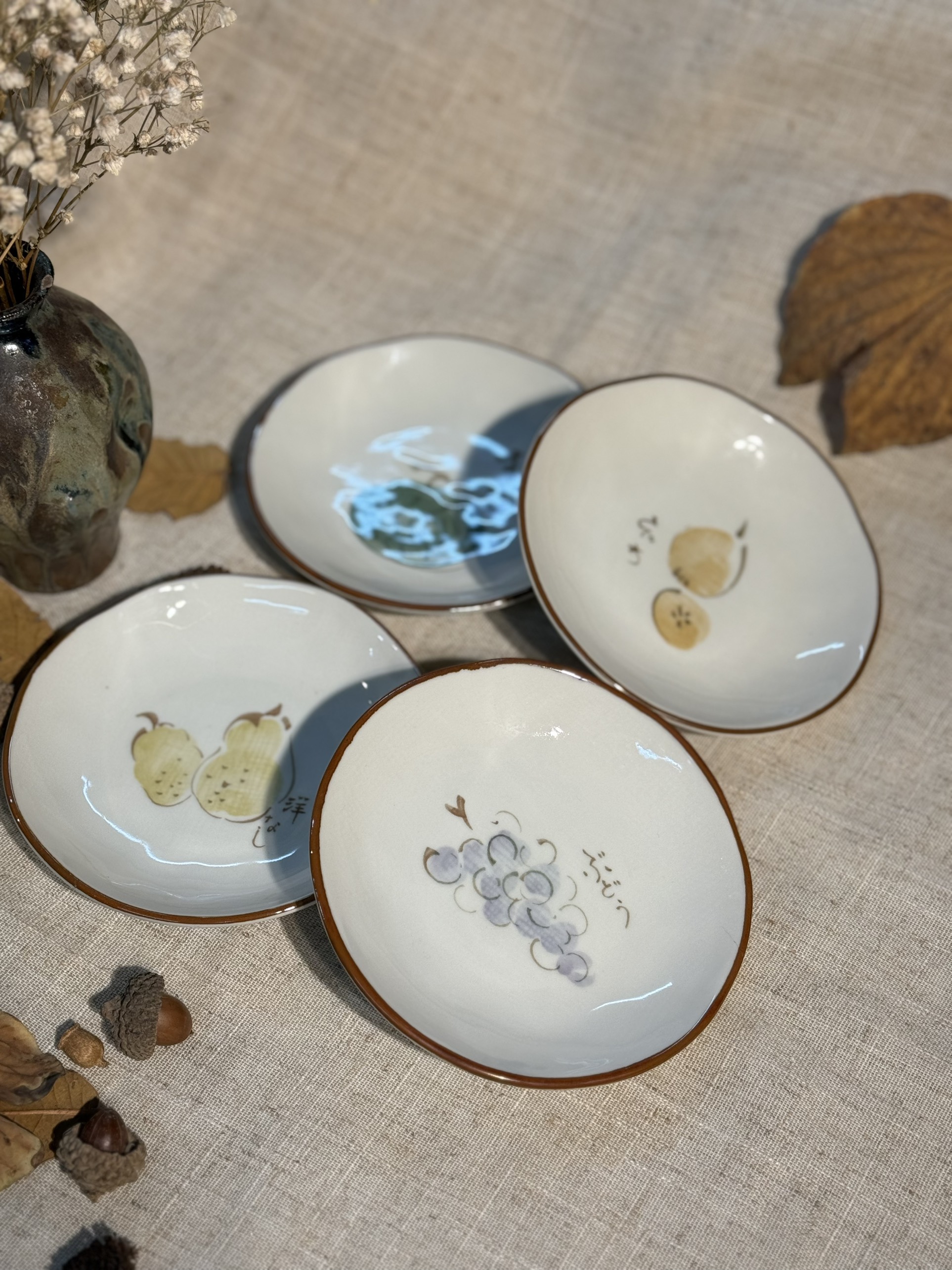 Đĩa chấm họa tiết hoa quả các loại