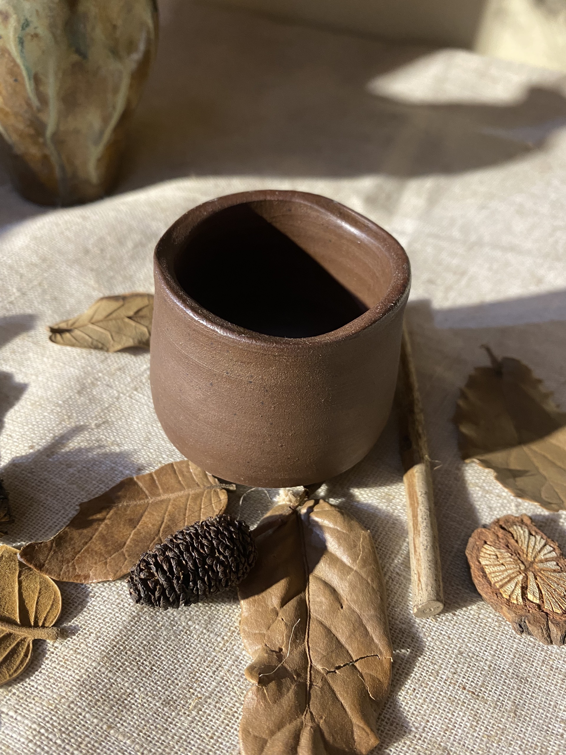 Ly trà Bizen vuốt tay Wabi Sabi