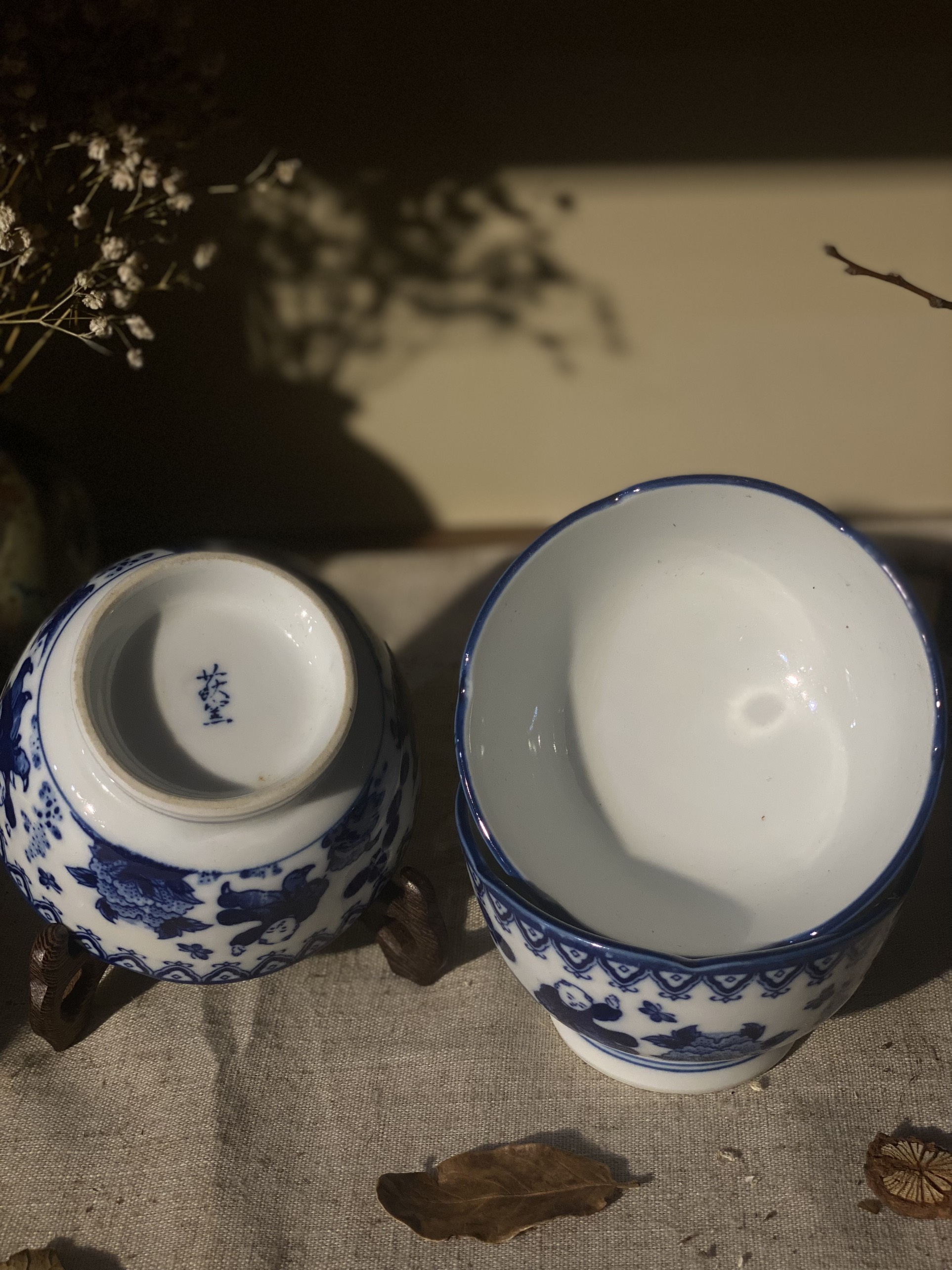 Set bát ăn cơm chú tiểu miệng bát hình hoa