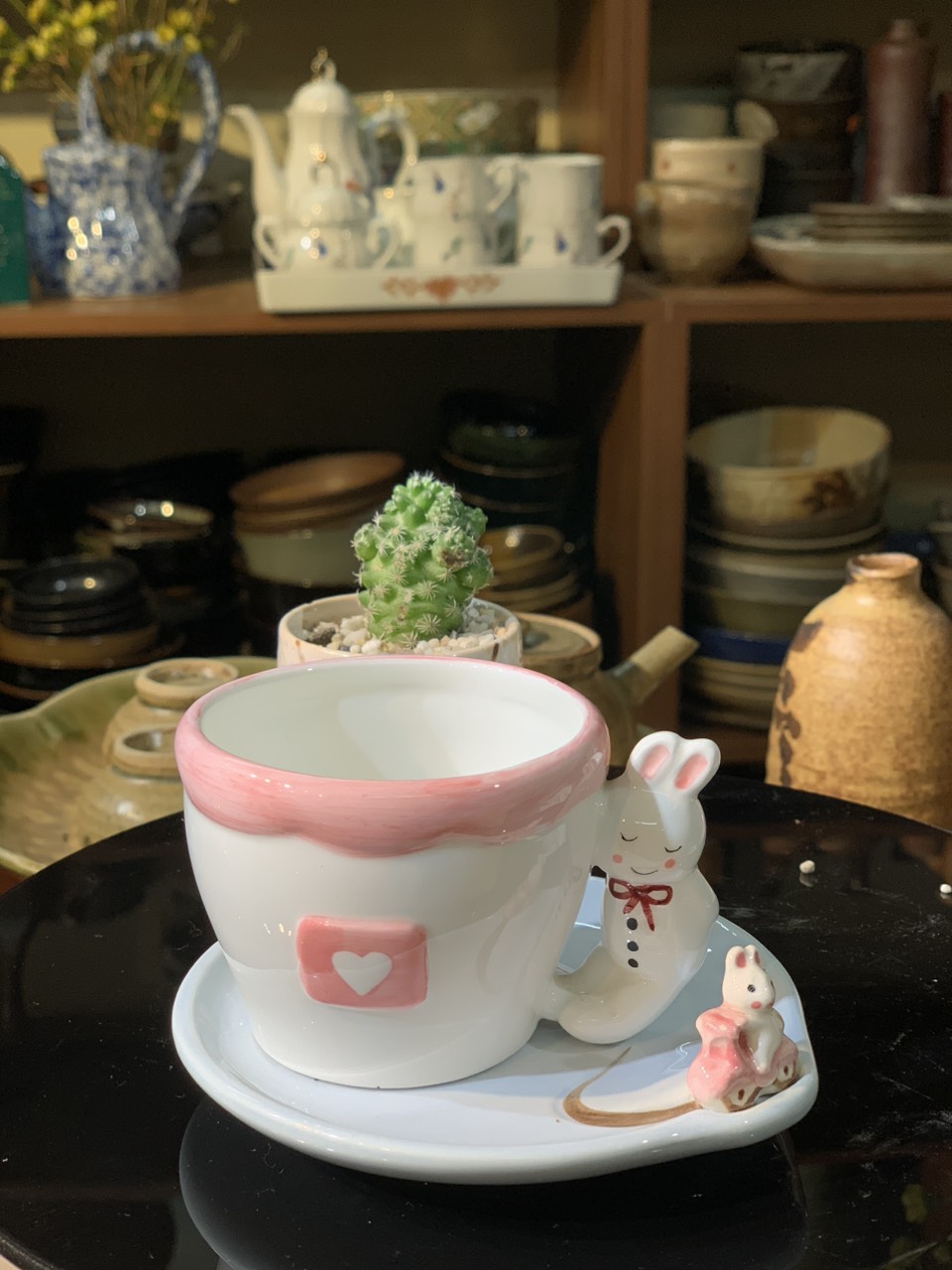 Set cốc hồng tay cầm thỏ cute