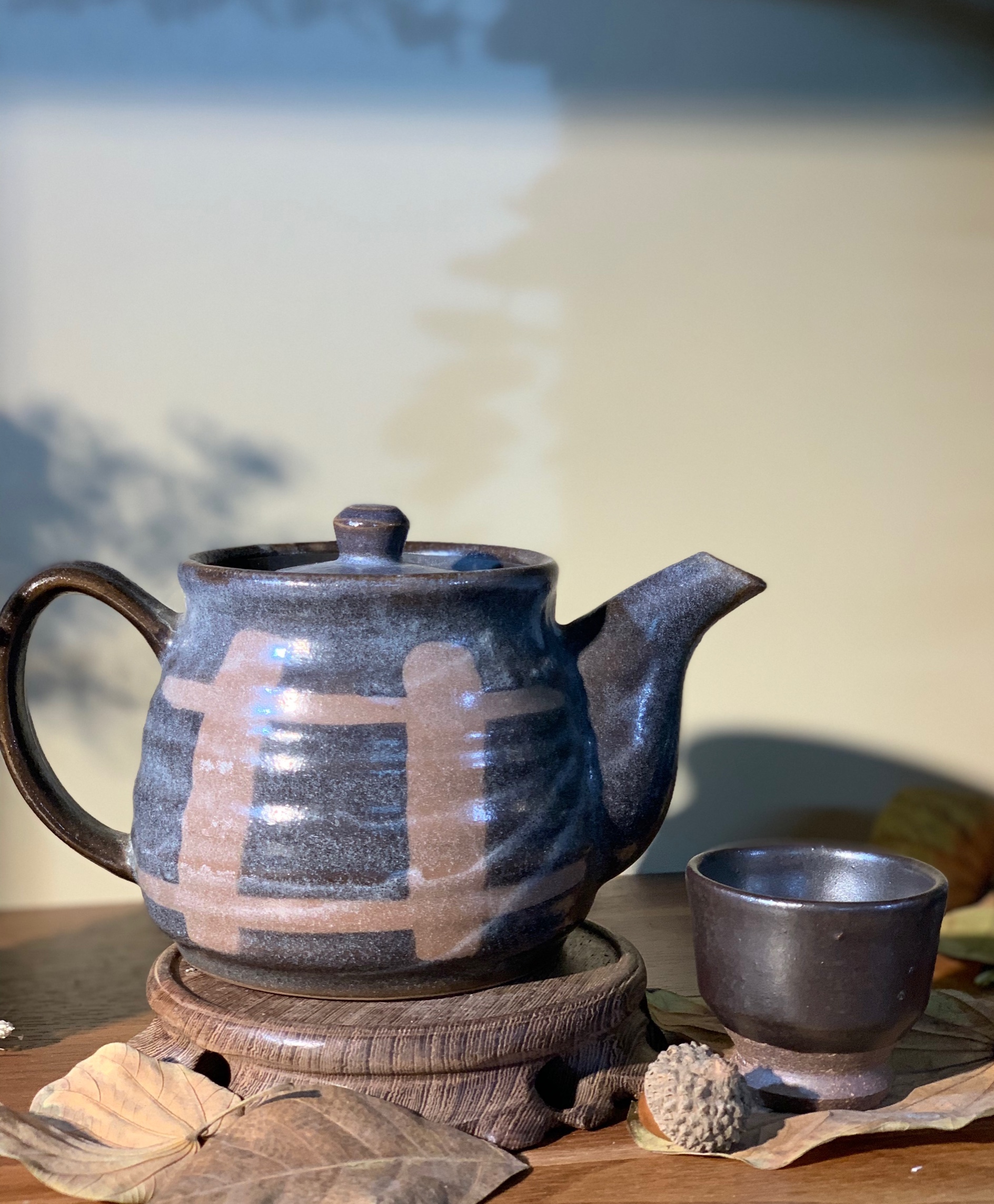 Set trà gốm đất nung ghi sữa Nhật Bản