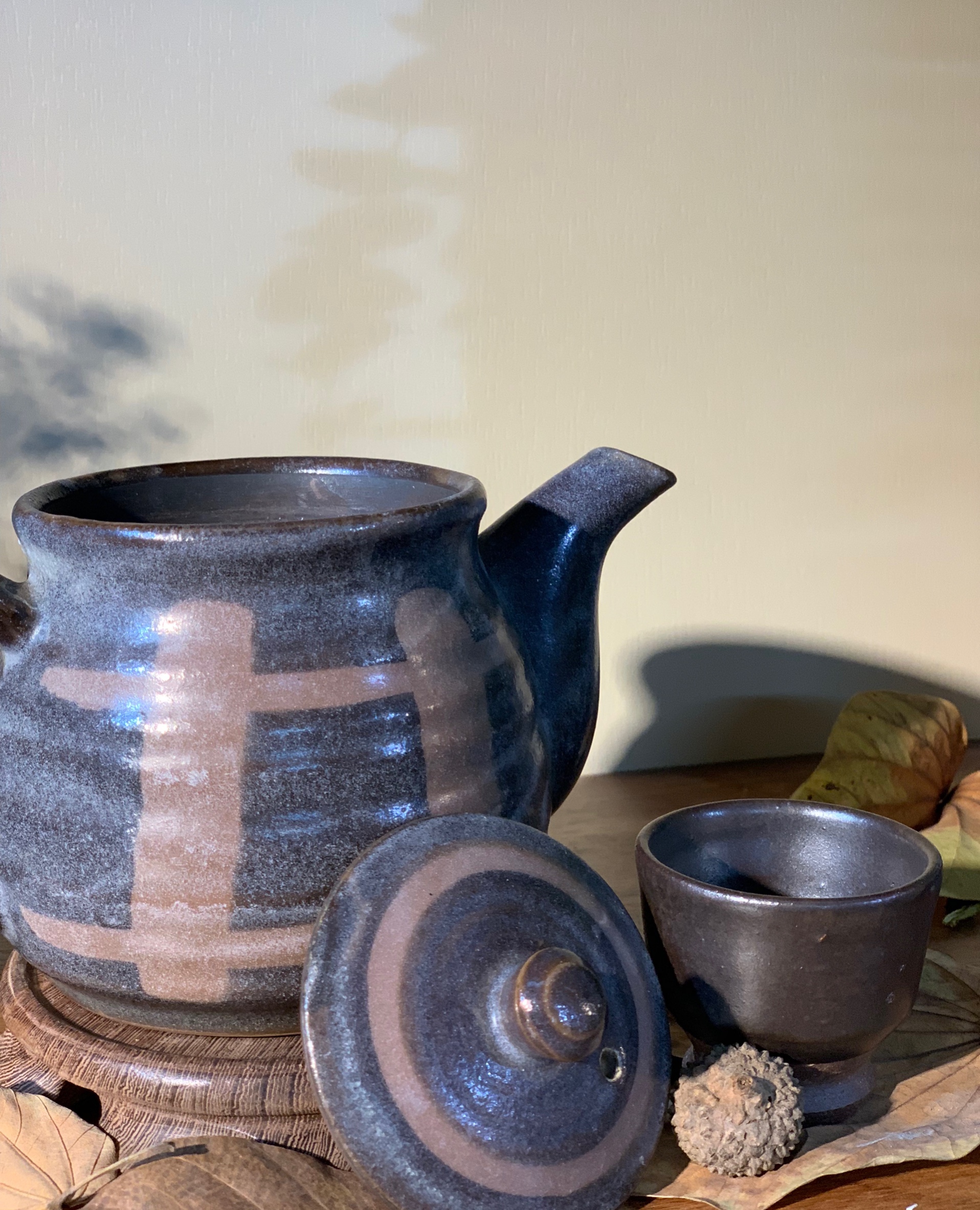 Set trà gốm đất nung ghi sữa Nhật Bản