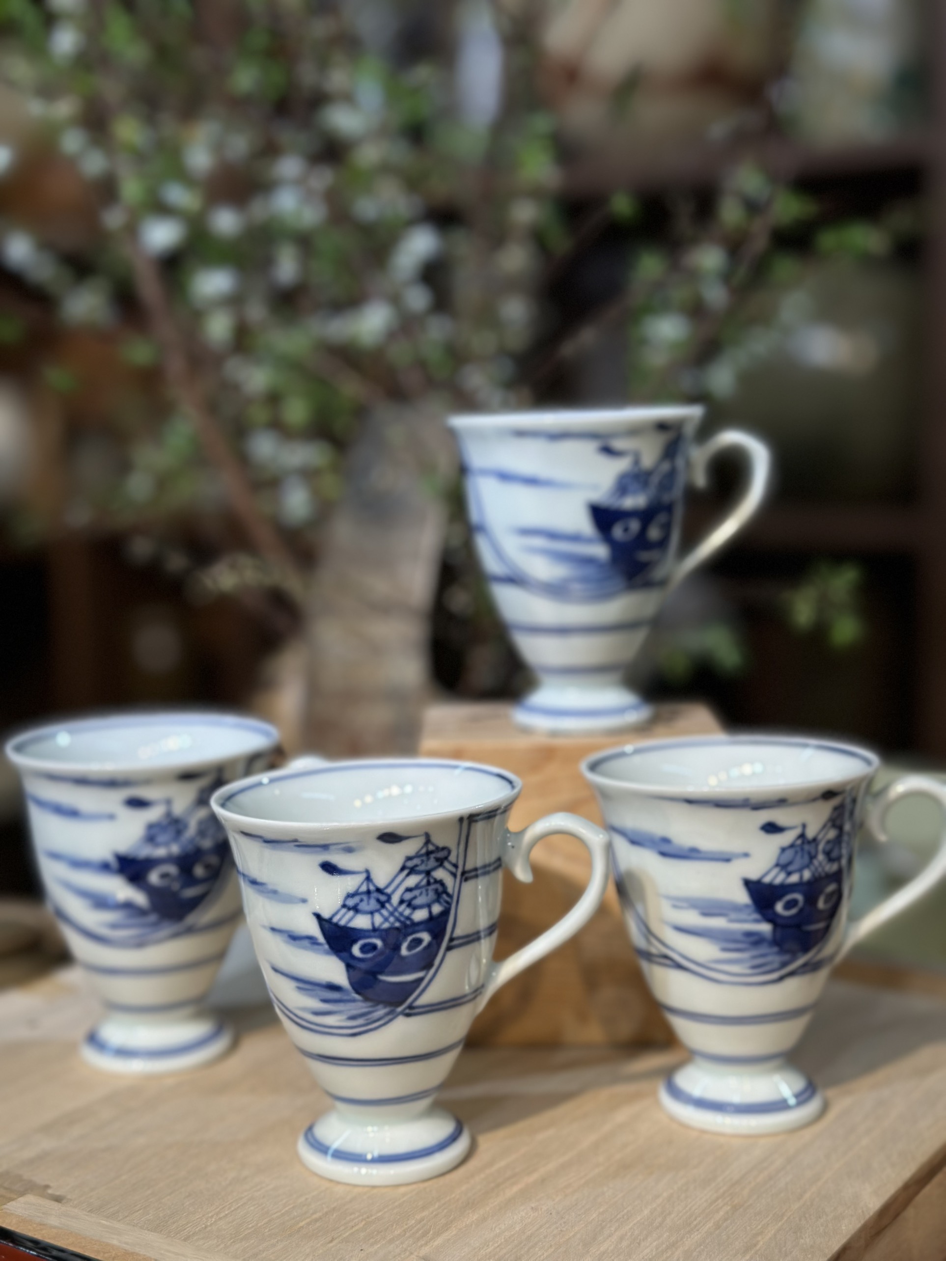 Set cốc men lam Thuận buồm xuôi gió ( 4c )