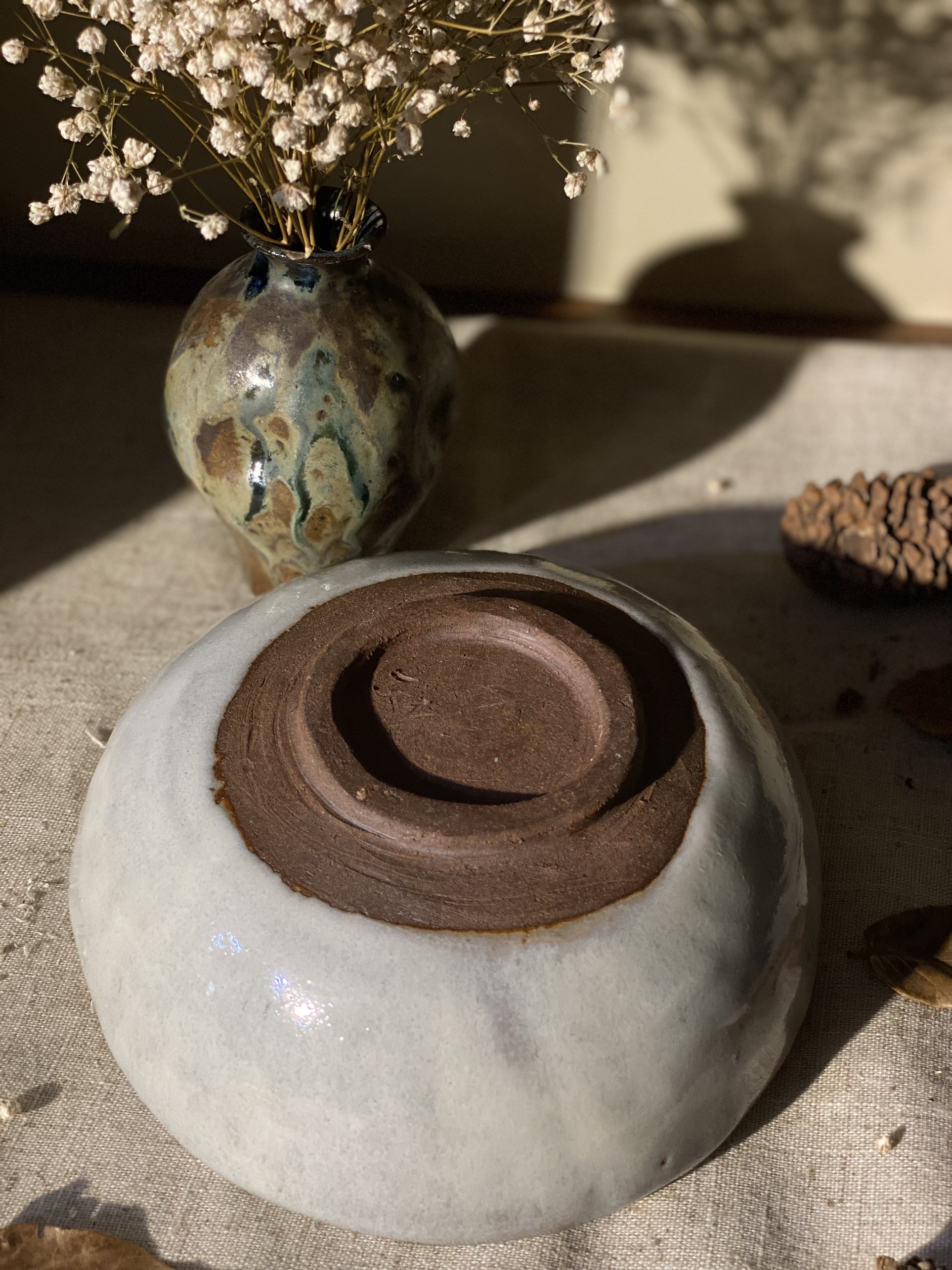 Tô mộc nhỡ tráng men sữa Wabisabi cốt nặng