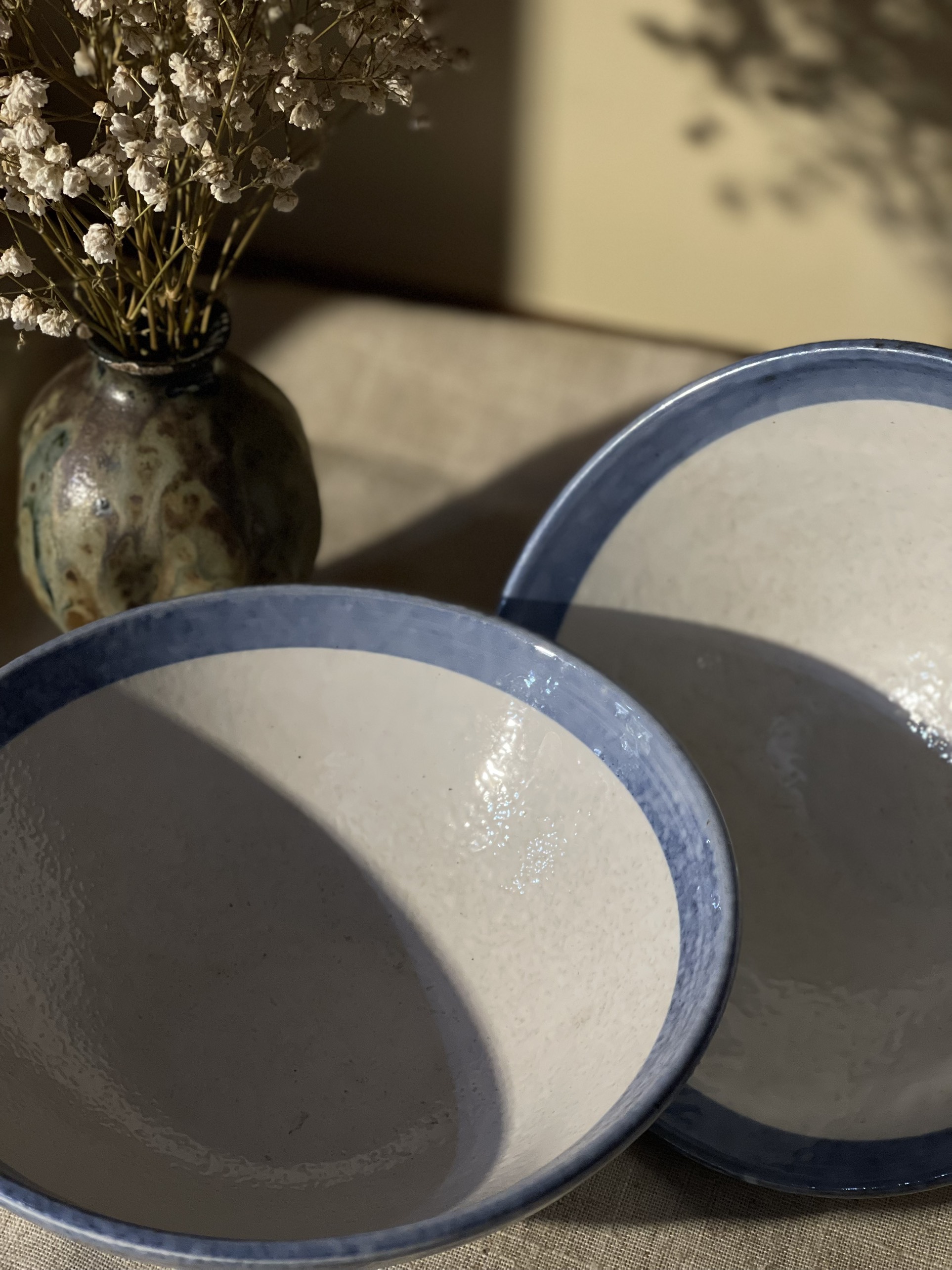 Tô mộc men đá màu xanh size nhỡ