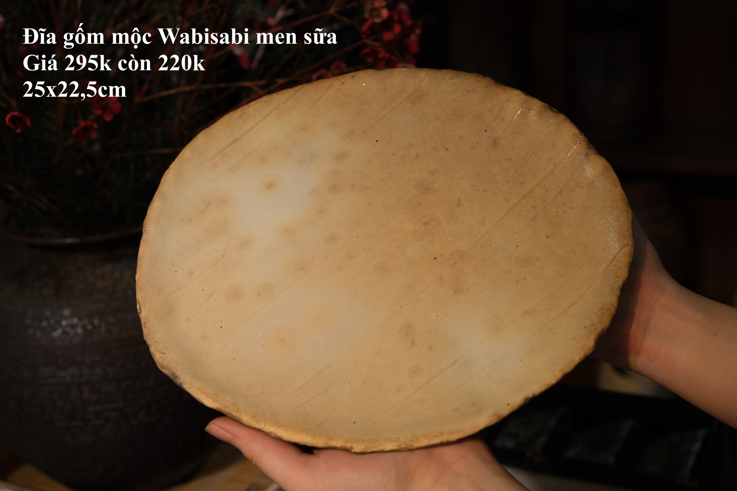 Đĩa gốm mộc Wabisabi men sữa