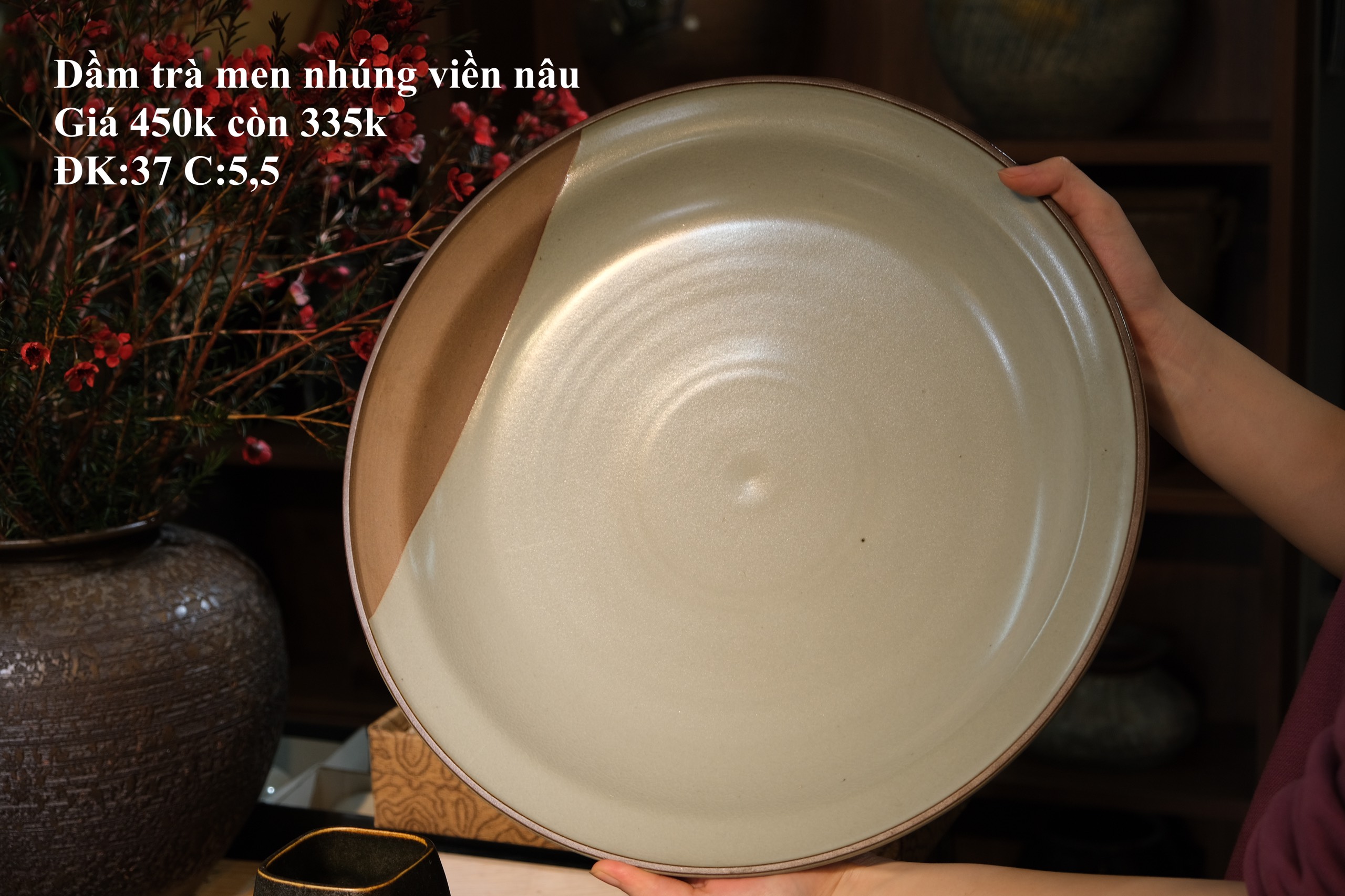Dầm trà men nhúng viền nâu