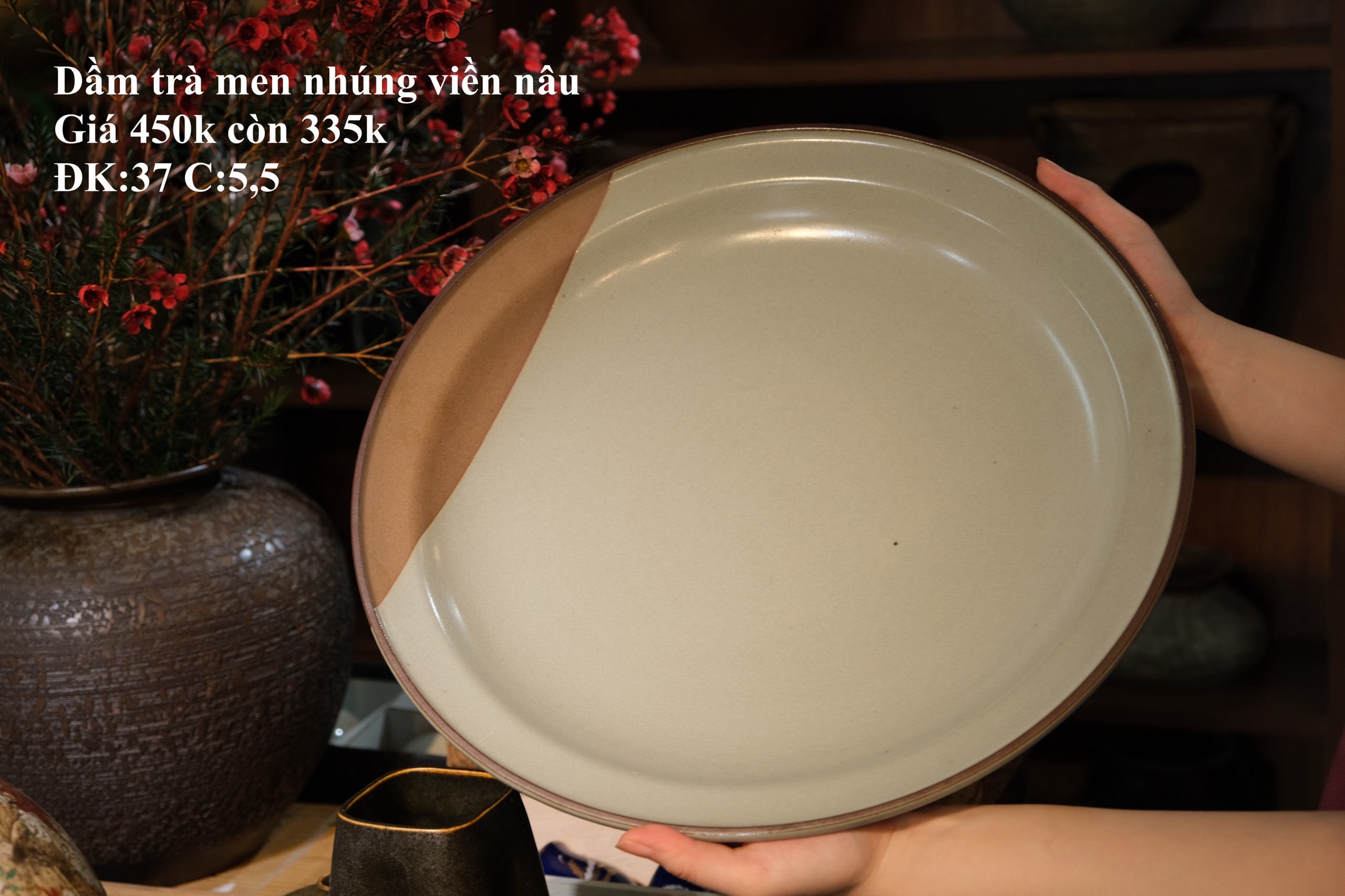 Dầm trà men nhúng viền nâu