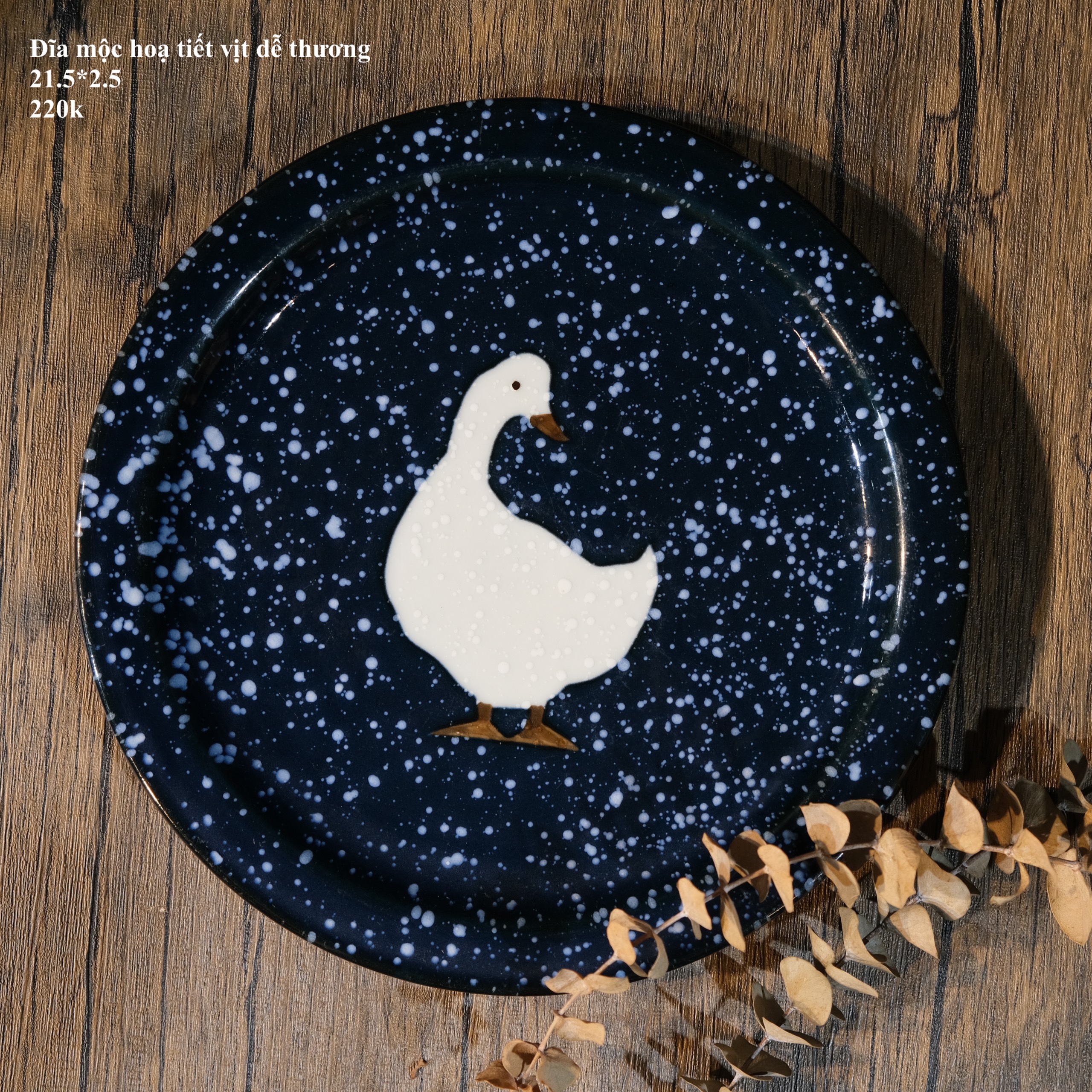 Đĩa mộc họa tiết vịt dễ thương