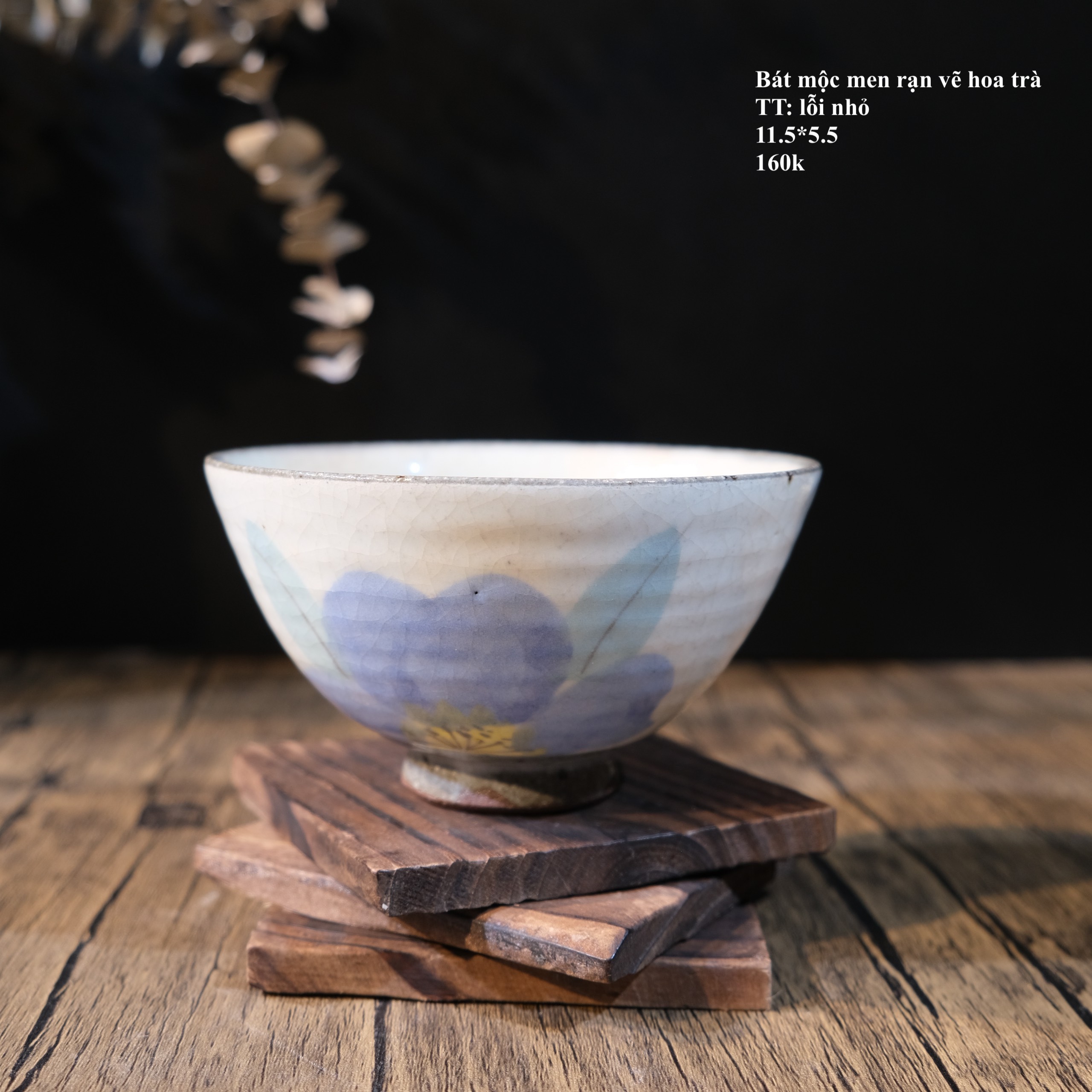 Bát mộc hồng vẽ hoa trà