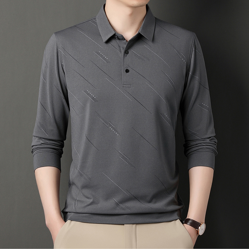 OE947: Áo thun nam trung niên xuân thu dài tay cotton