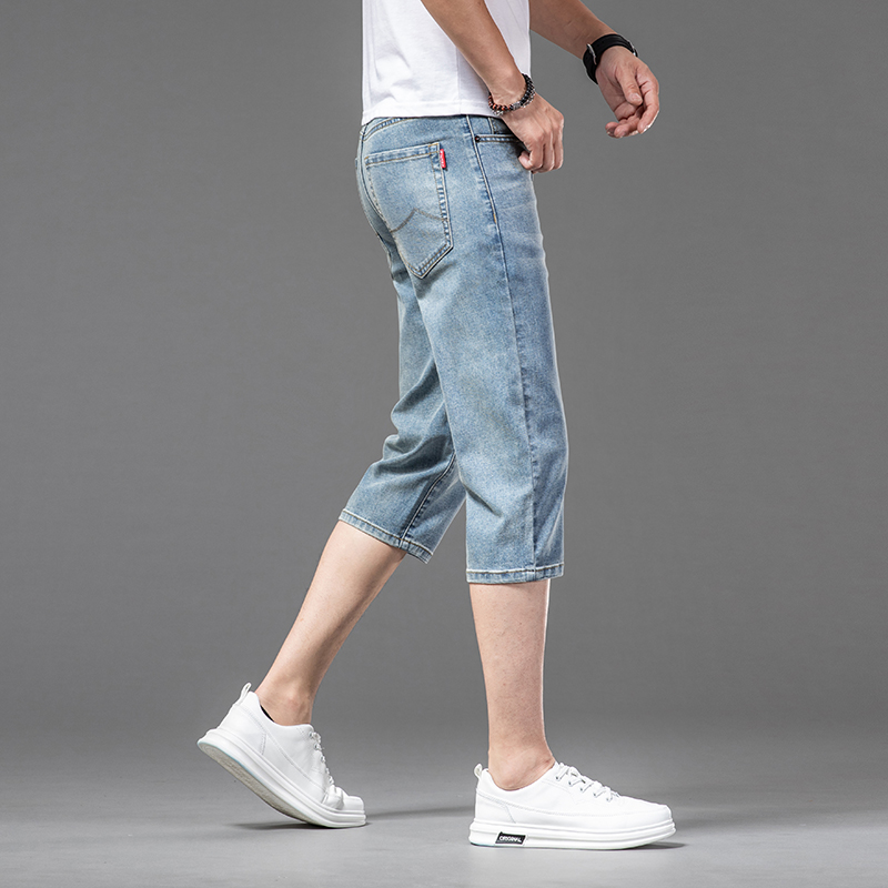 OE714: Quần short denim Tencel dài vừa phải nam cao cấp