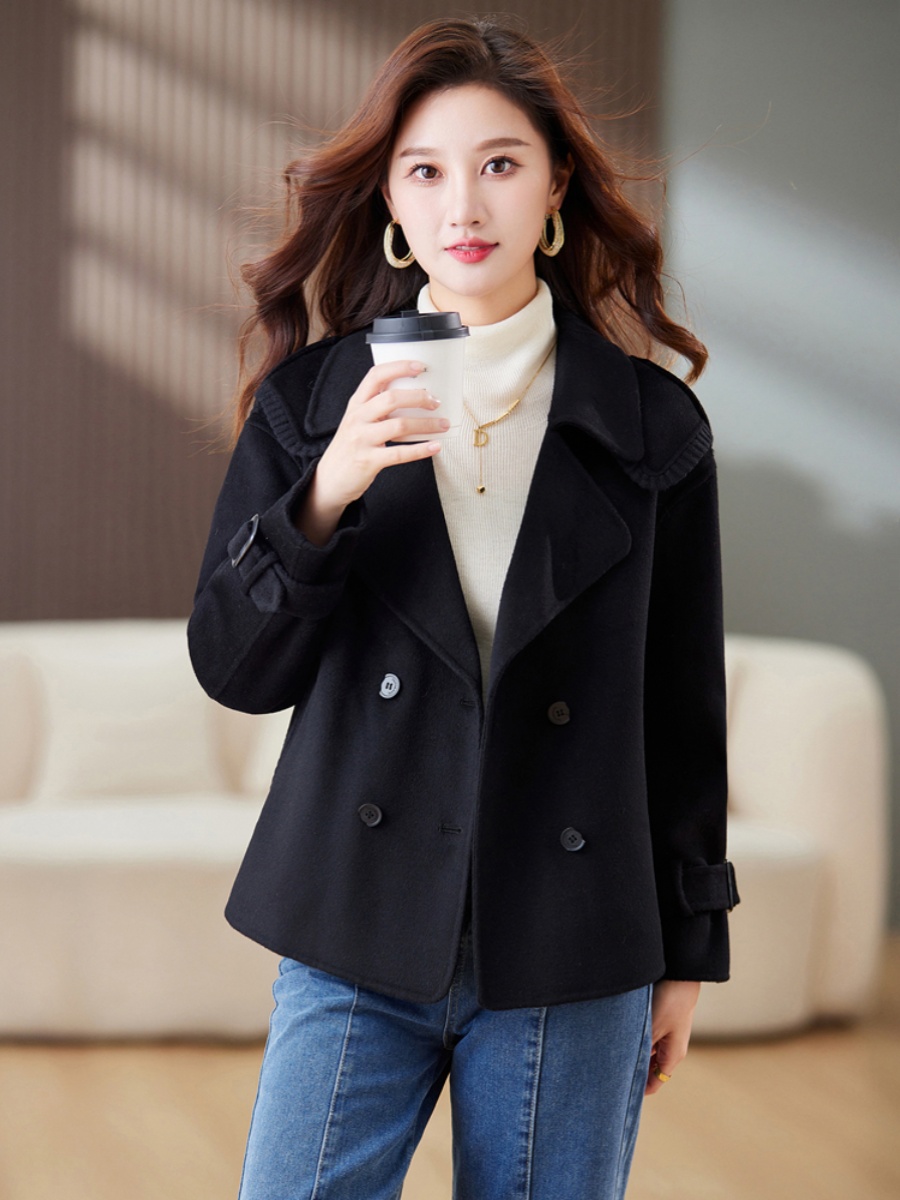 OE923: Áo khoác cashmere ngắn hai mặt cho nữ