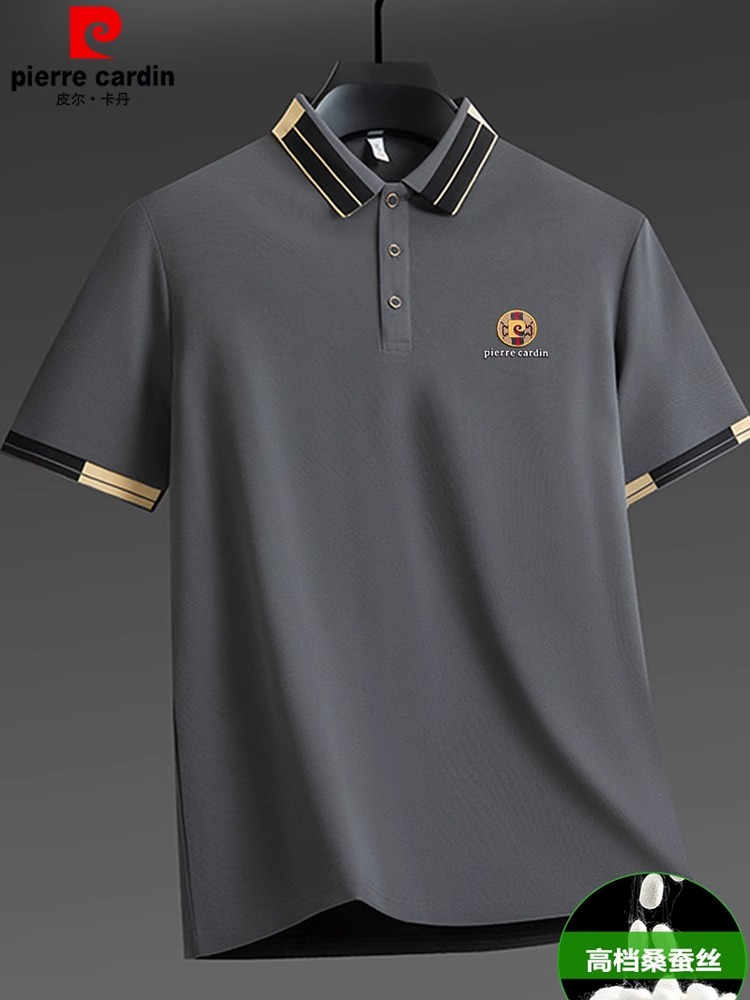 OE660: Áo thun Polo nam cao cấp tay ngắn bằng lụa tơ tằm mùa hè Pierre Cardin