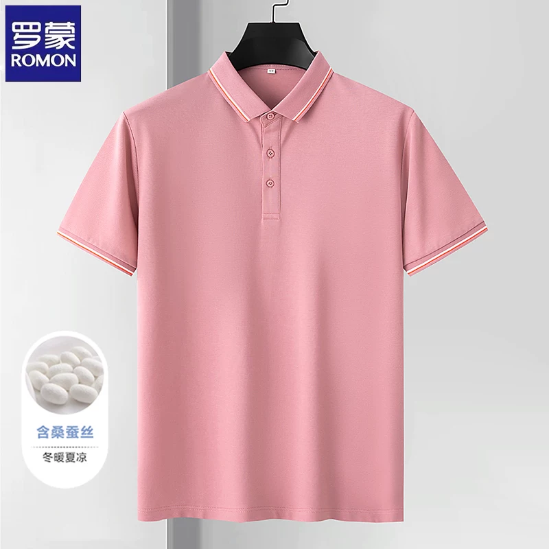 OH003: Áo polo ngắn tay bằng lụa Romon dành cho nam, kiểu dáng công sở