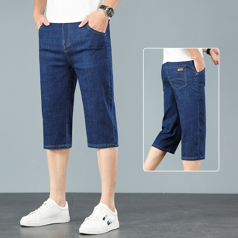 OE679: Quần short denim cho nam cao cấp mùa hè mỏng co giãn xu hướng nam cao cấp