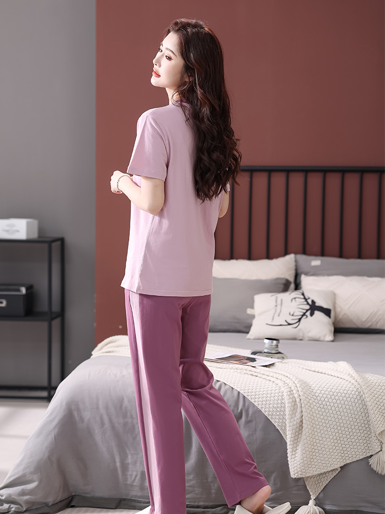 OE534: Bộ đồ ngủ nữ SPNN cotton nguyên chất quần ngắn tay mùa hè