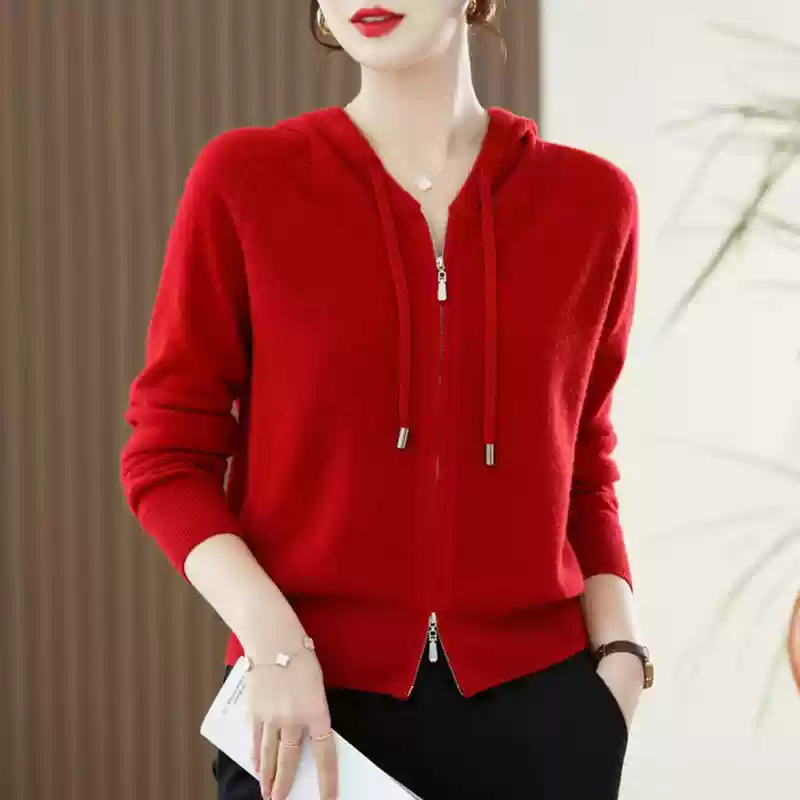 OD1043: Áo khoác nữ ngoài Áo len cashmere có mũ cardigan nữ