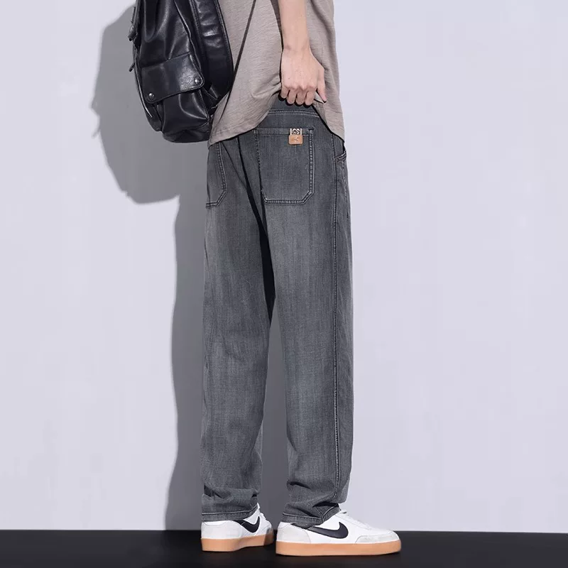 OE980: Quần jean denim Tencel nam, kiểu dáng mùa hè, chất liệu lụa băng