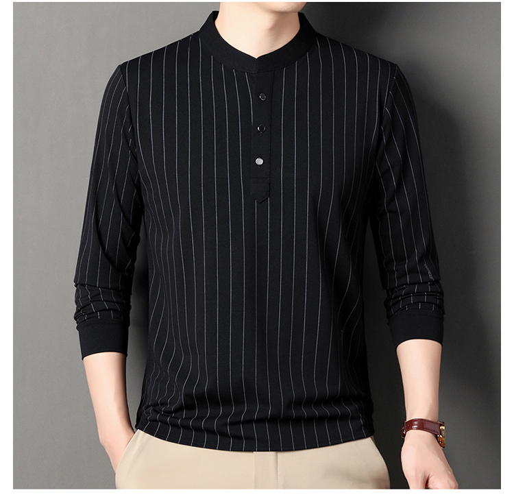 OC879: áo thun nam dài tay thu đông cổ sơ mi