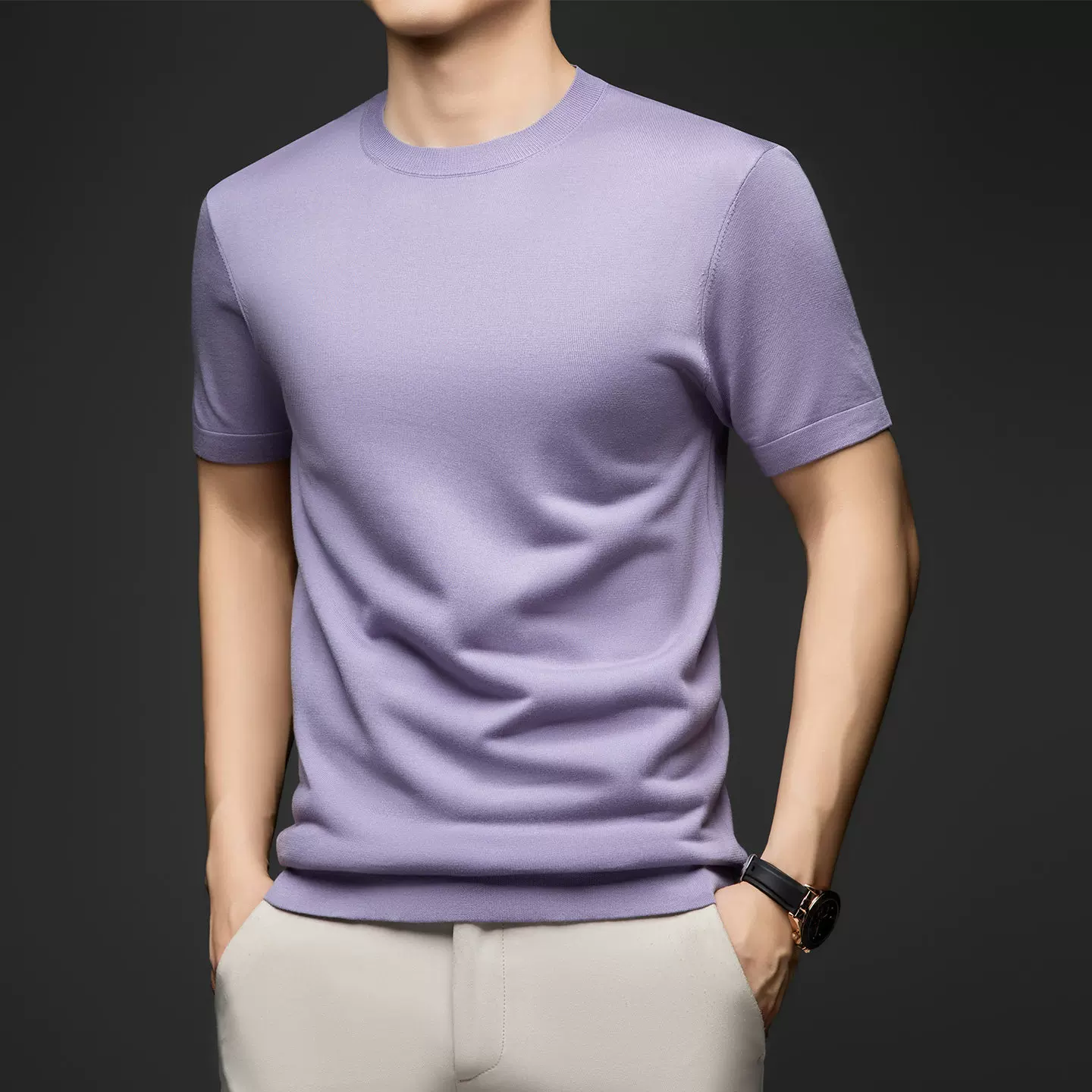 OH151: Áo thun ngắn tay nam 100% Lyocell, cổ tròn