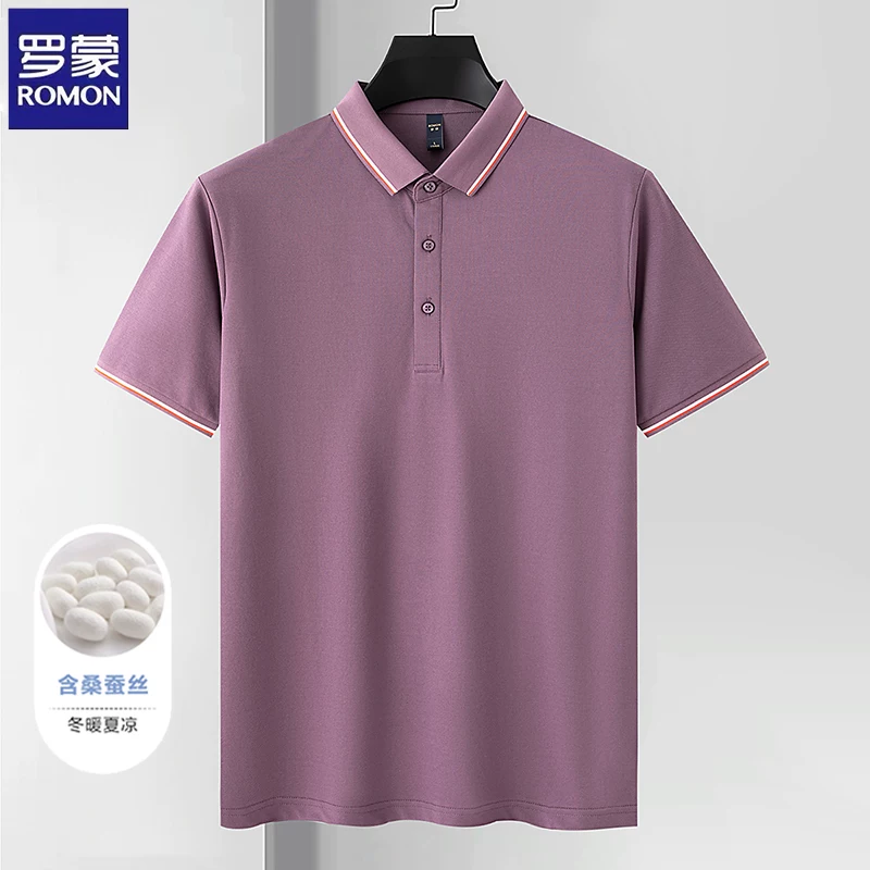 OH003: Áo polo ngắn tay bằng lụa Romon dành cho nam, kiểu dáng công sở