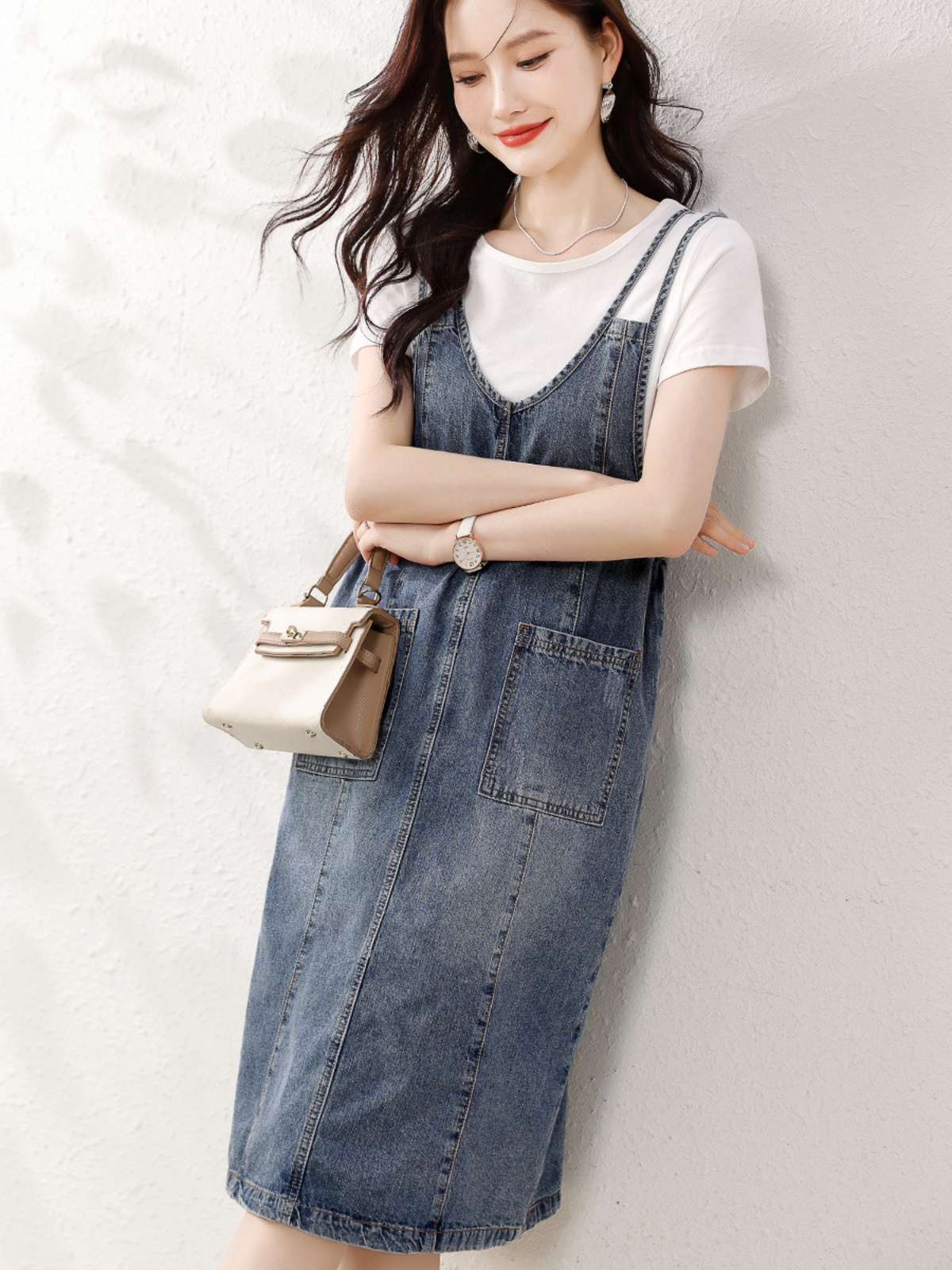 OD211: đầm jean phối trẻ trung