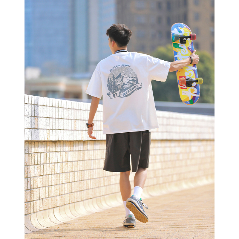Mã C127: Áo thun nam cotton họa tiết retro oversize dáng rộng