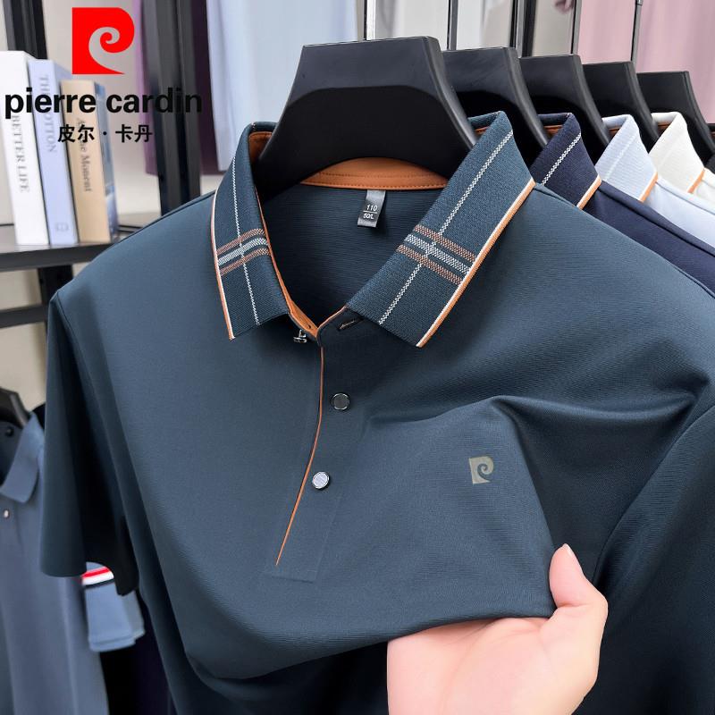 OE662: Áo thun nam cao cấp mùa hè lụa tơ Pierre Cardin tay ngắn ve áo trung niên áo thun POLO