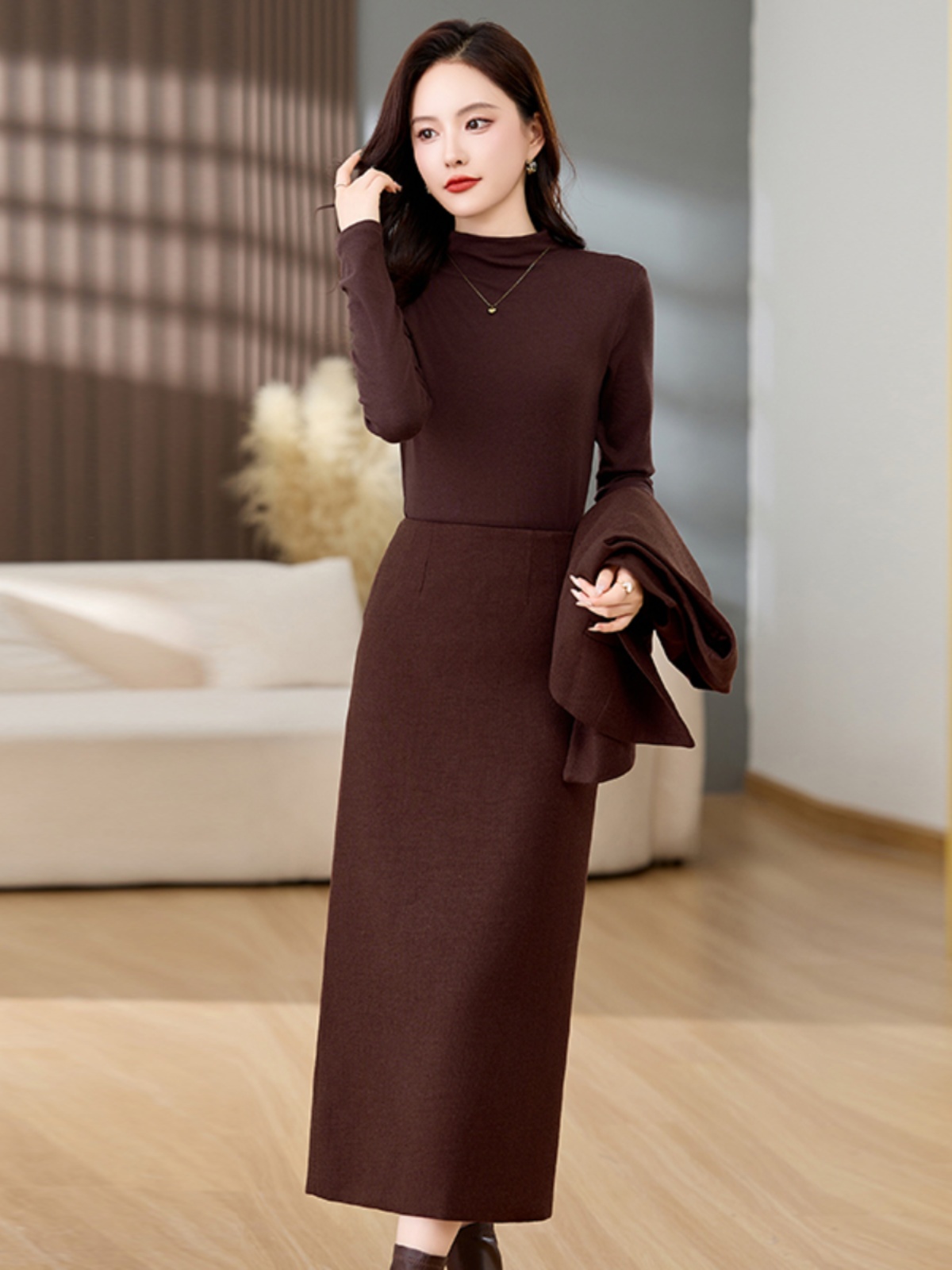 OE922: set áo khoác và váy nữ