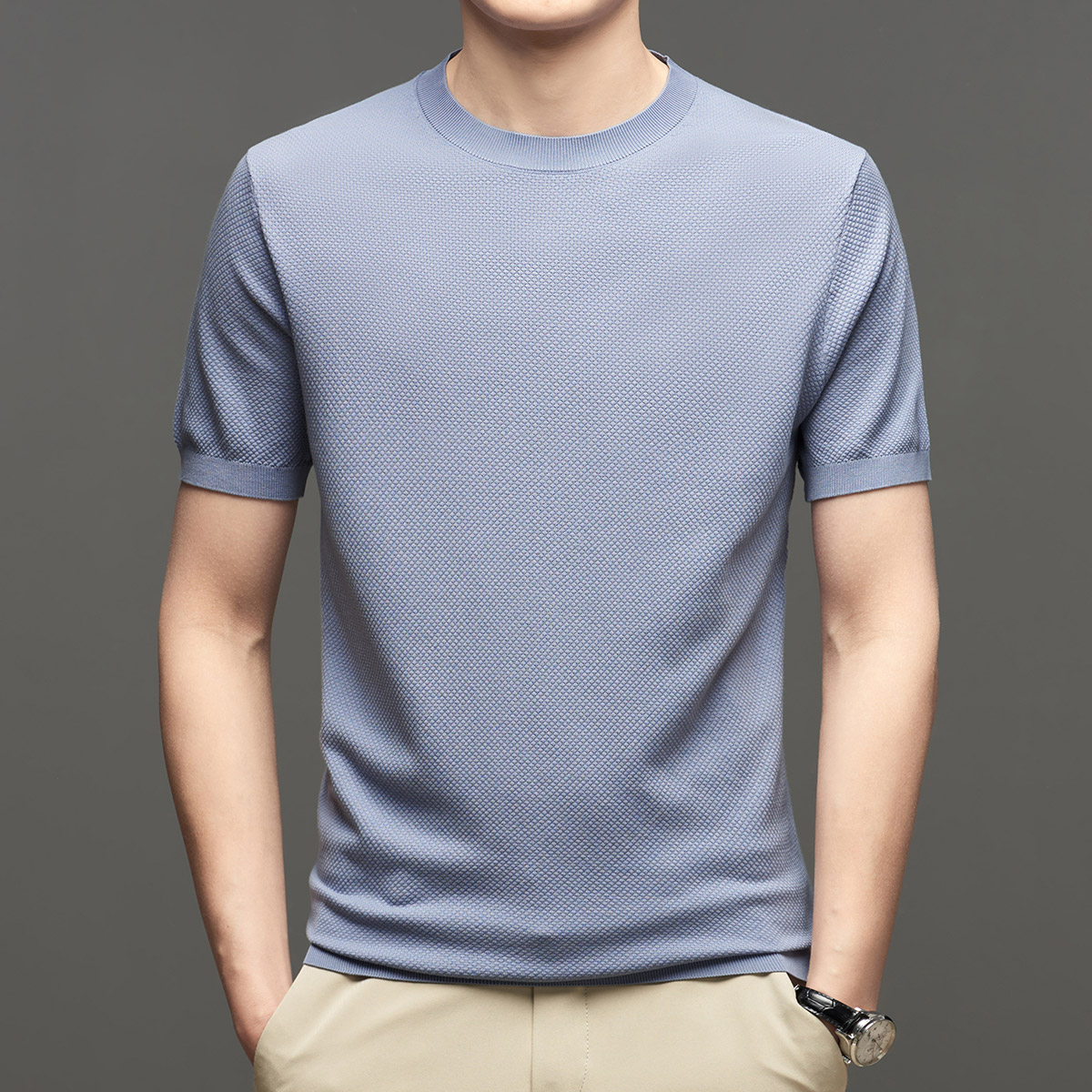 OD358: Áo thun nam dệt kim Tencel cổ tròn cao cấp Hàn Quốc