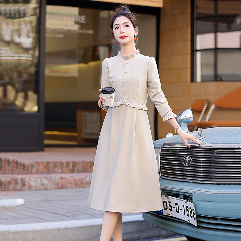OD625: Váy liền thân đẹp trung niên dài tay phong cách Pháp