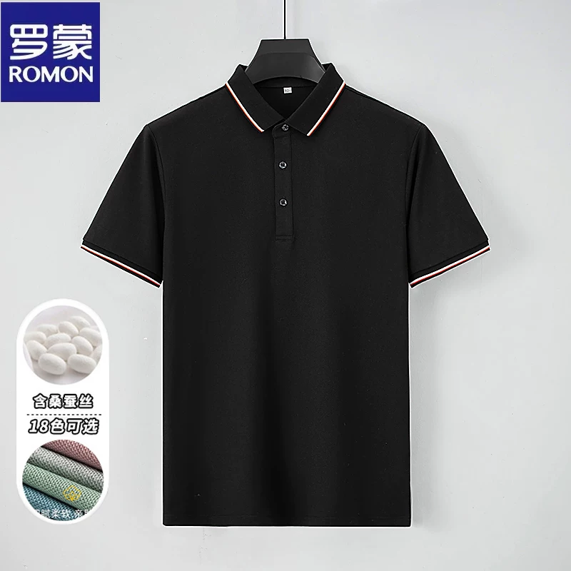 OH003: Áo polo ngắn tay bằng lụa Romon dành cho nam, kiểu dáng công sở