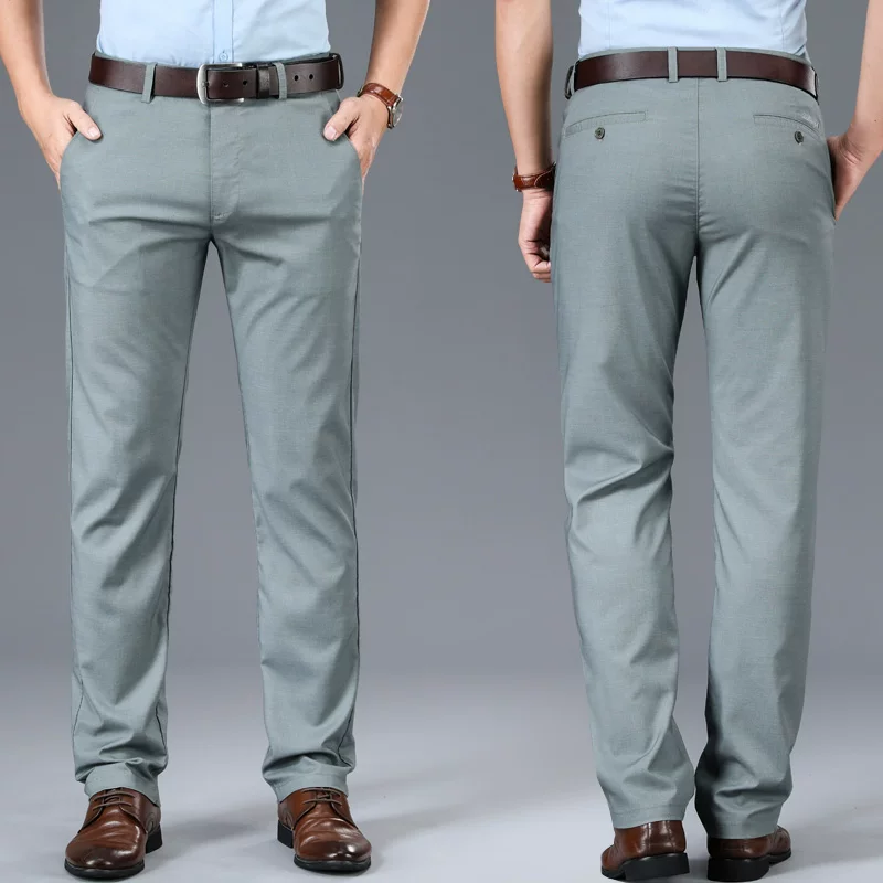 OE954: Quần dài nam mùa hè Foresight, quần tây nam dáng suông bằng vải Tencel