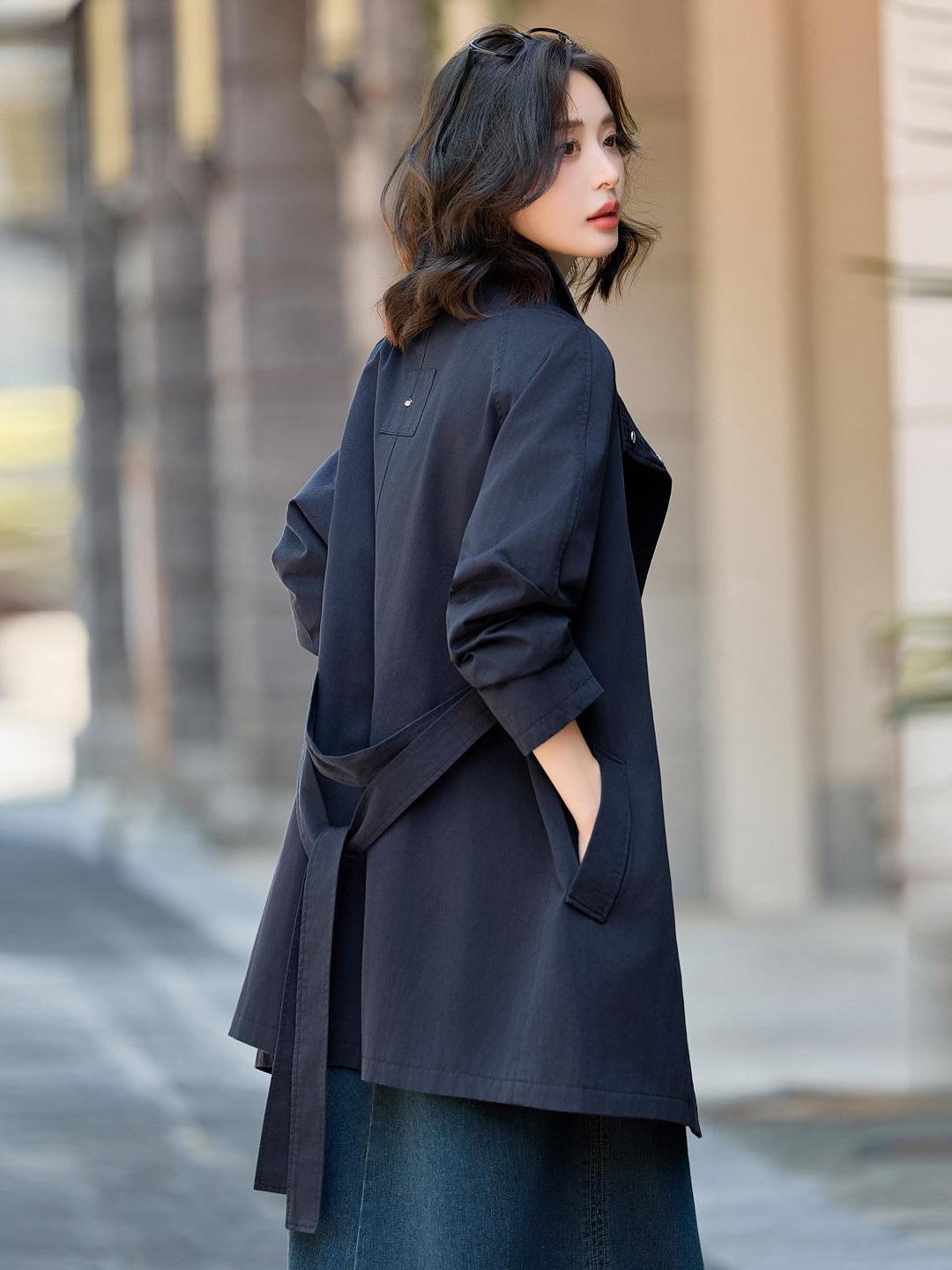OE921: Áo khoác gió cổ đứng phong cách Anh quốc đơn giản đẹp