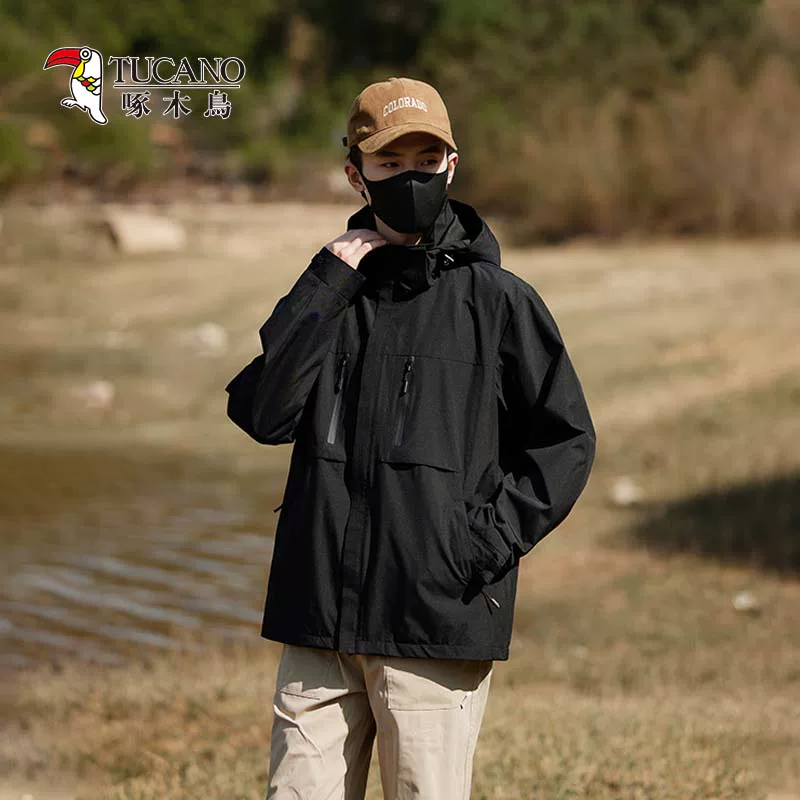 OH093: Áo khoác nam cao cấp có mũ trùm đầu unisex kiểu dáng mới Woodpecker chống gió và chống thấm