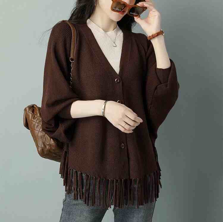 OC252: Áo khoác cardigan nữ dệt kim cổ tròn nữ thanh lịch