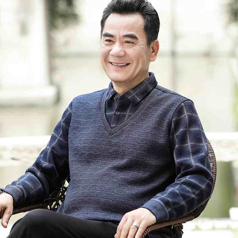 OC435: áo len nam trung niên có cổ