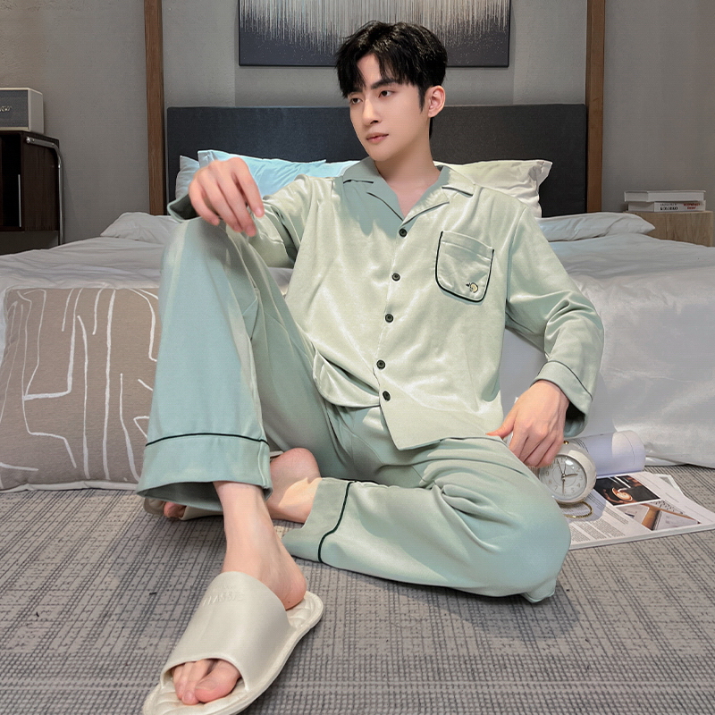 OE490: Bộ đồ ngủ nam SPNN mùa hè lưới phong cách tay ngắn cotton