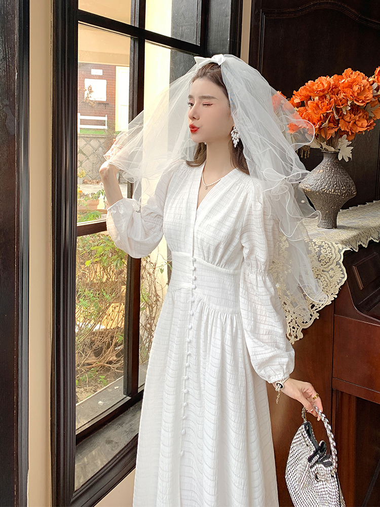 OD569: Váy đẹp kiểu Pháp phong cách nhẹ nhàng váy dài tôn dáng