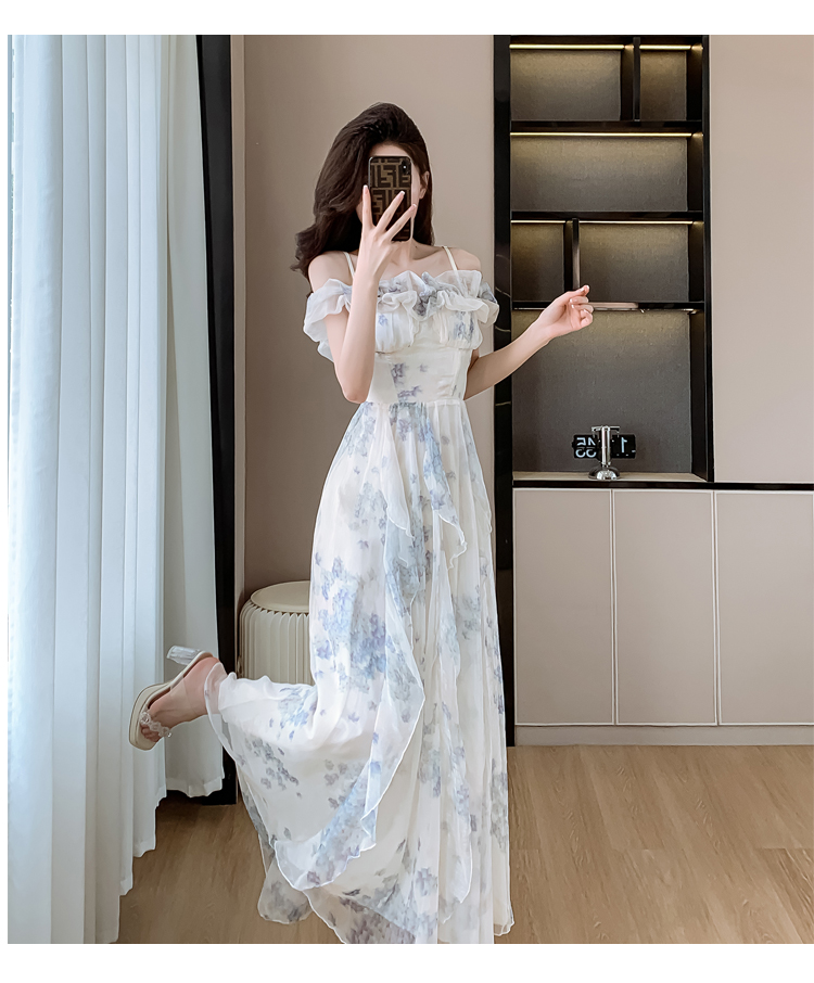 OD670: Váy voan mùa hè biển Váy xòe đi biển kiểu Pháp